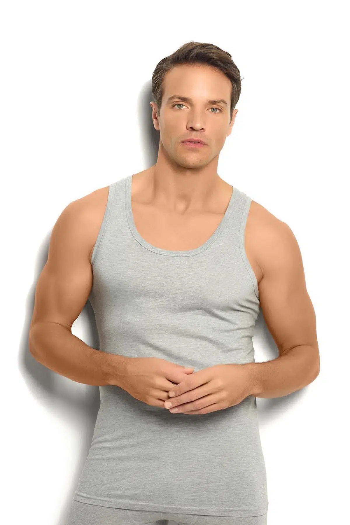 Jiber 113 1 Adet Erkek Pamuklu Arkası Çapraz Rambo Atlet - GRİ