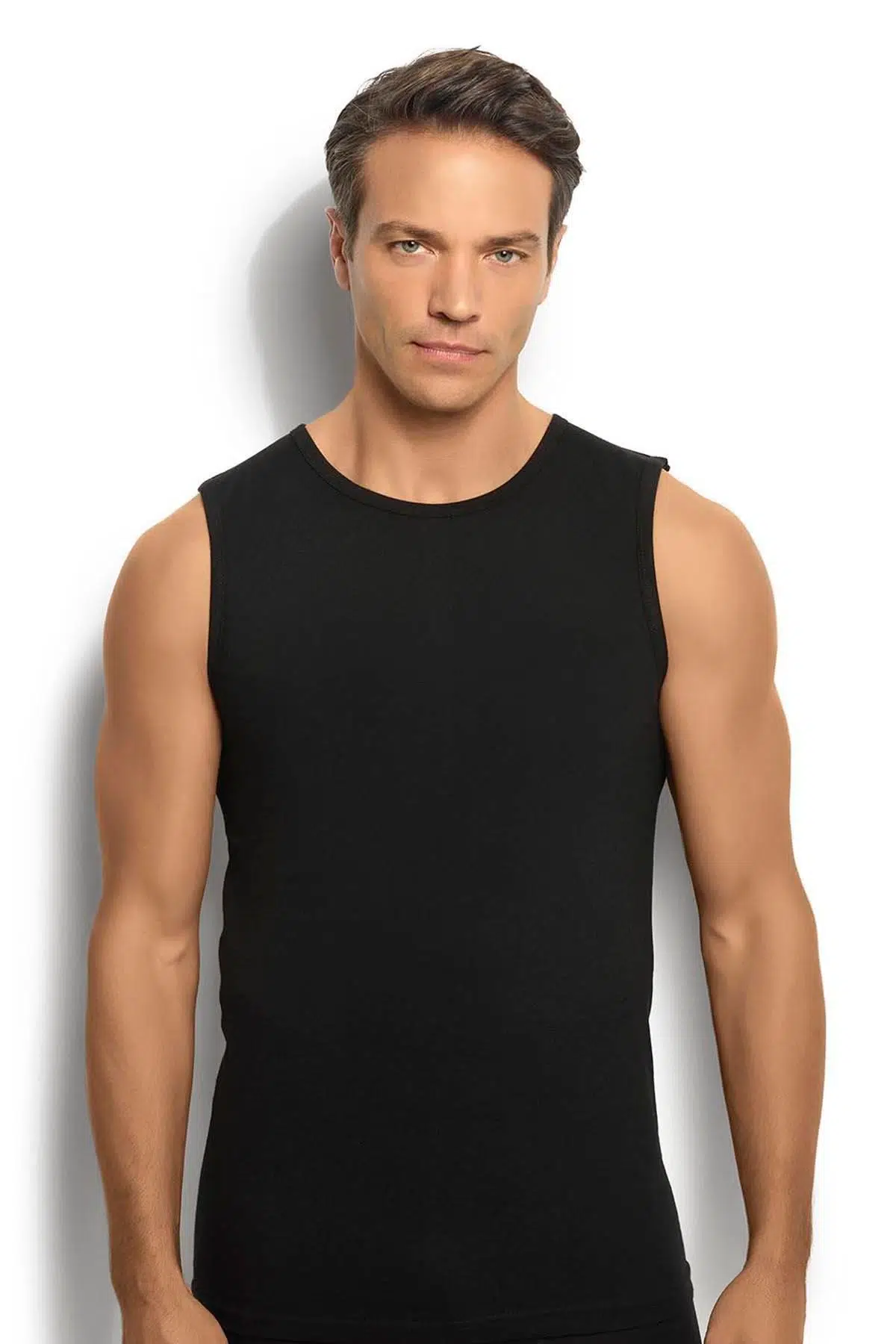 Jiber 114 Erkek Pamuklu Sıfır Yaka Atlet 1 Adet - SİYAH