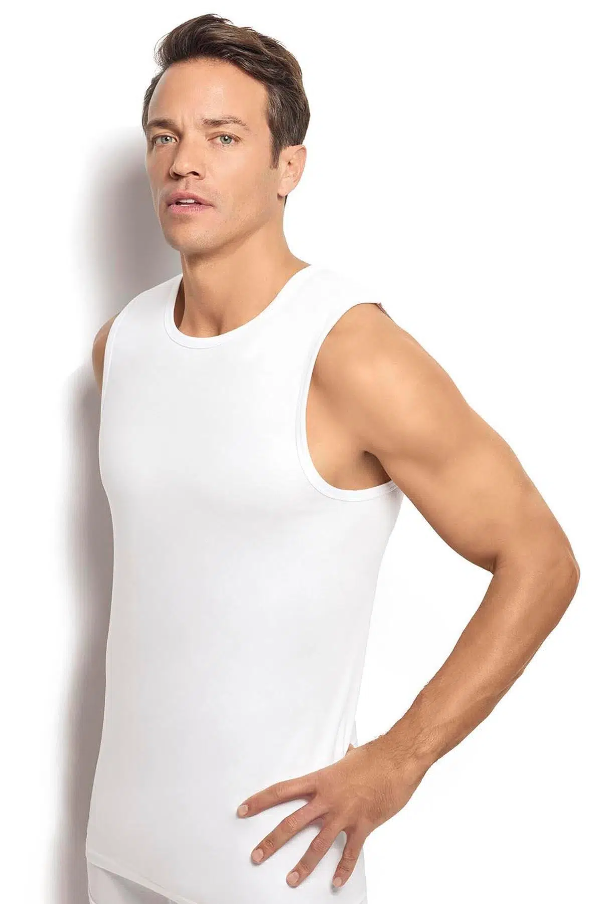 Jiber 126 1 Adet Erkek Pamuklu Beyaz Sıfır Kol Atlet - BEYAZ