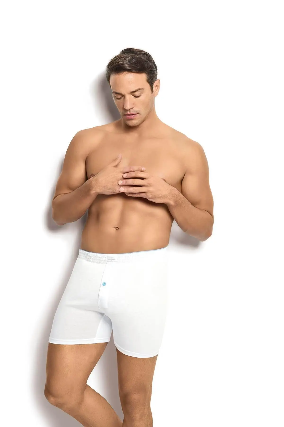 Jiber 127 Erkek Pamuklu Havlu Bel Rahat Düğmeli Boxer
