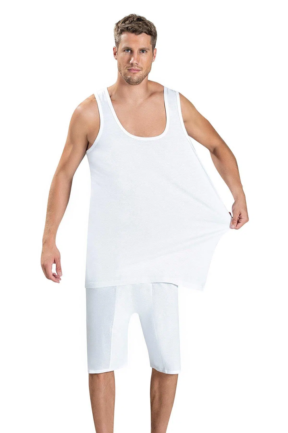 Jiber 180 Büyük Beden Erkek Pamuklu Beyaz 2'li Atlet - BEYAZ