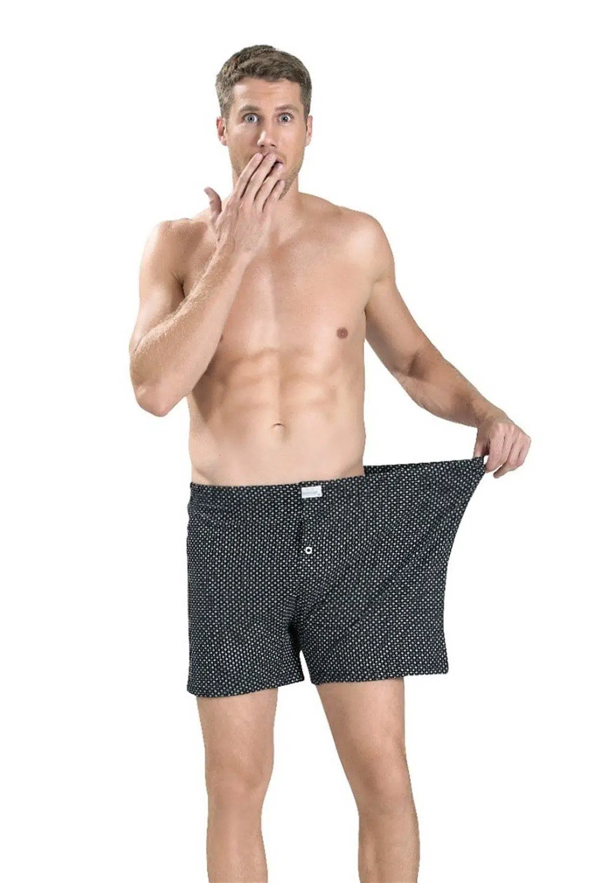 Jiber 184 Büyük Beden Erkek 3'lü Önü Düğmeli Rahat Boxer - ASORTİ