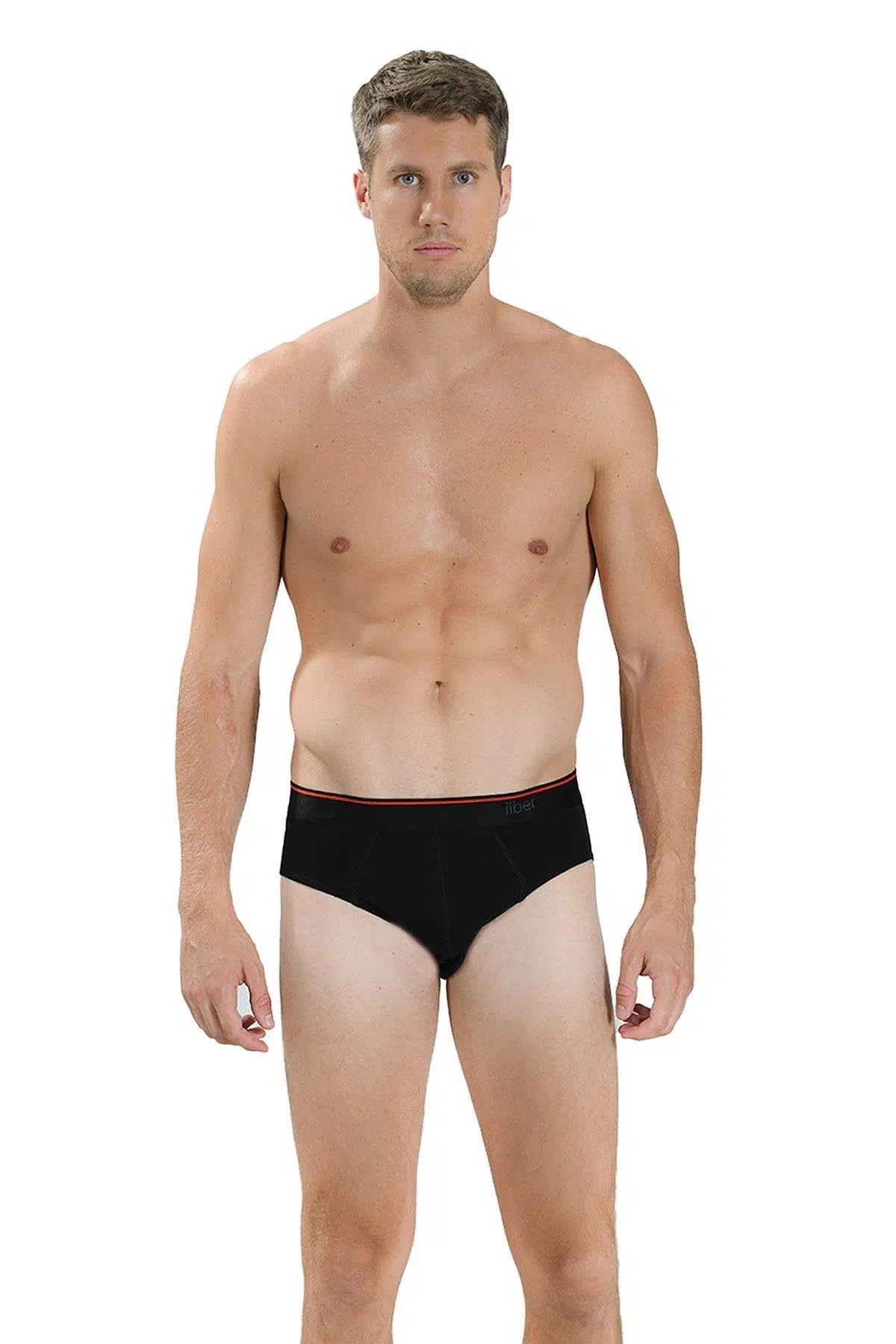 Jiber 323 Erkek Likralı Pamuklu 3'lü Kemer Bel Lastik Slip Külot - SİYAH