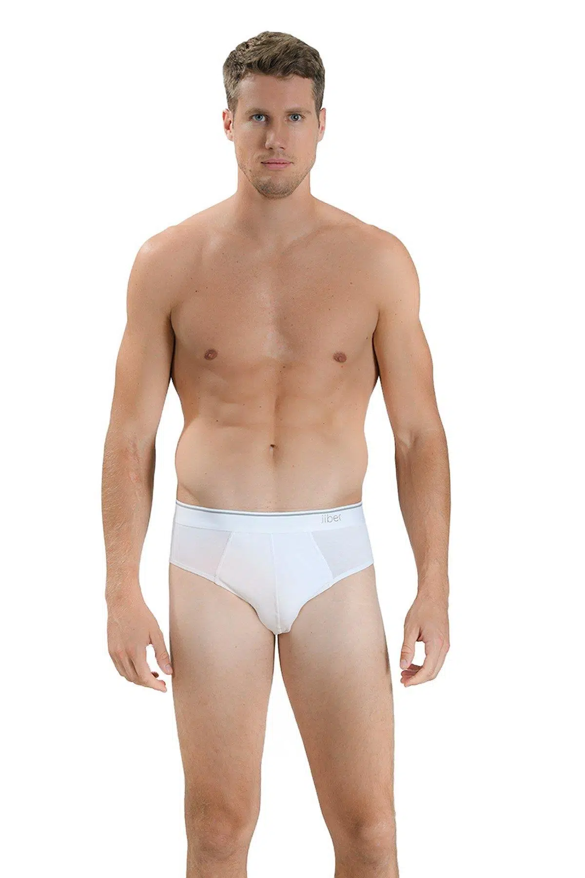 Jiber 323 Erkek Likralı Pamuklu 3'lü Kemer Bel Lastik Slip Külot - BEYAZ