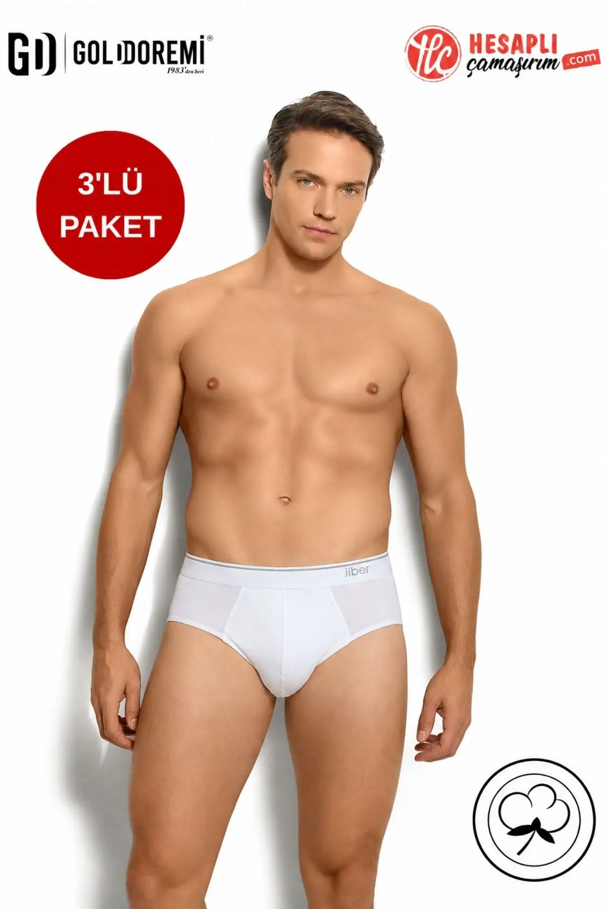 Jiber Erkek Premium Erkek Likralı Pamuklu Rahat Kalıp Kemer Bel Lastik 3'lü Slip Külot