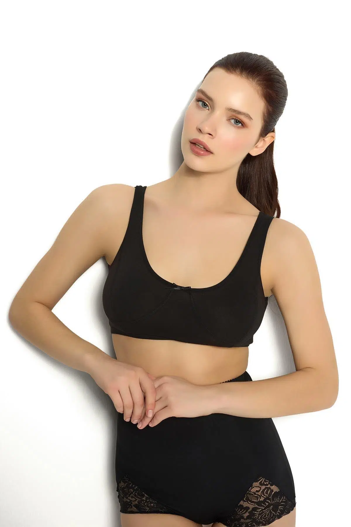 Jiber 650 Kadın Modal Geniş Askılı Glory Büstiyer 1 Adet - SİYAH