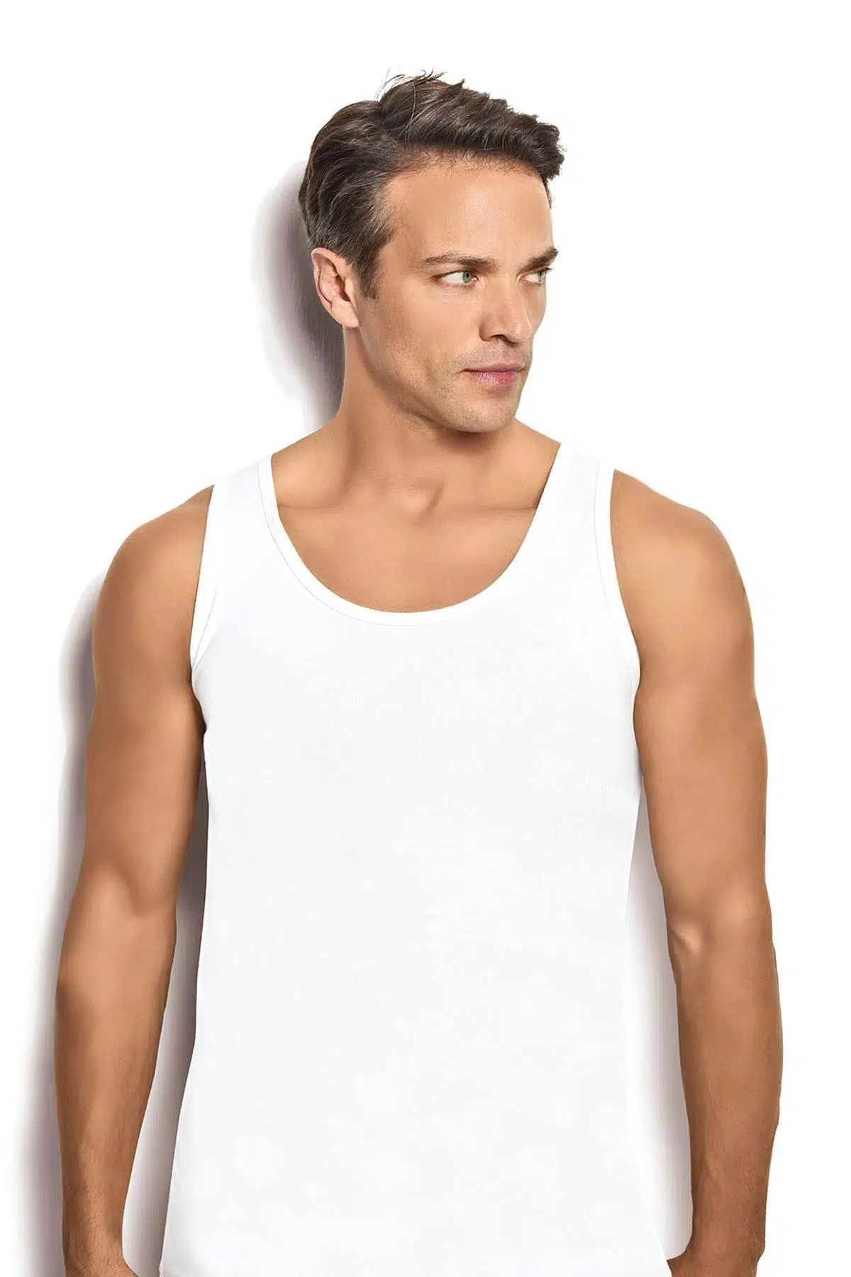 Jiber Erkek 2'li Ekonomik Paket Geniş Yaka Modal Pamuklu Atlet - BEYAZ