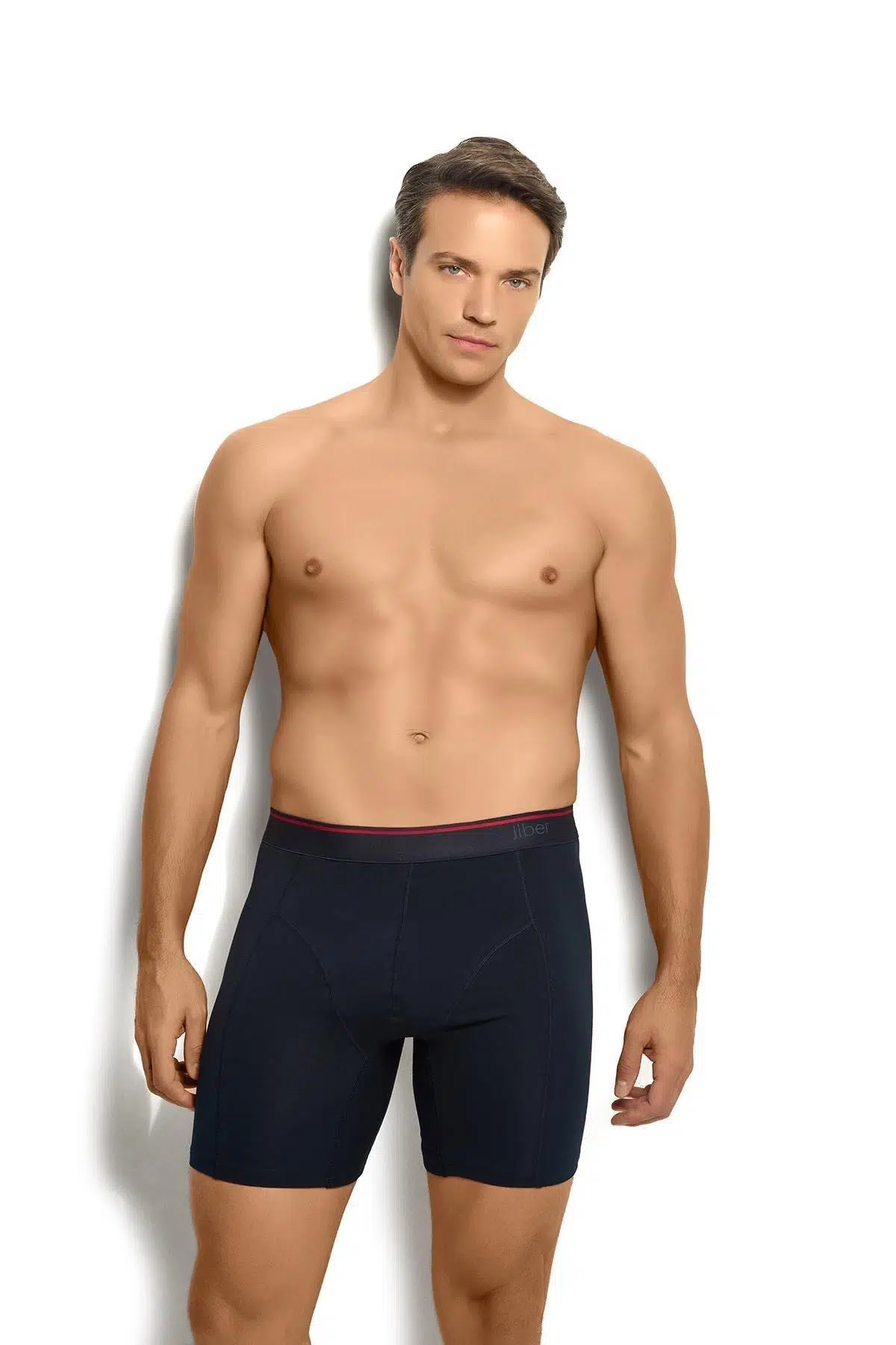 Jiber Erkek 3'lü Pamuklu Likralı Rahat Uzun Boxer - LACİVERT