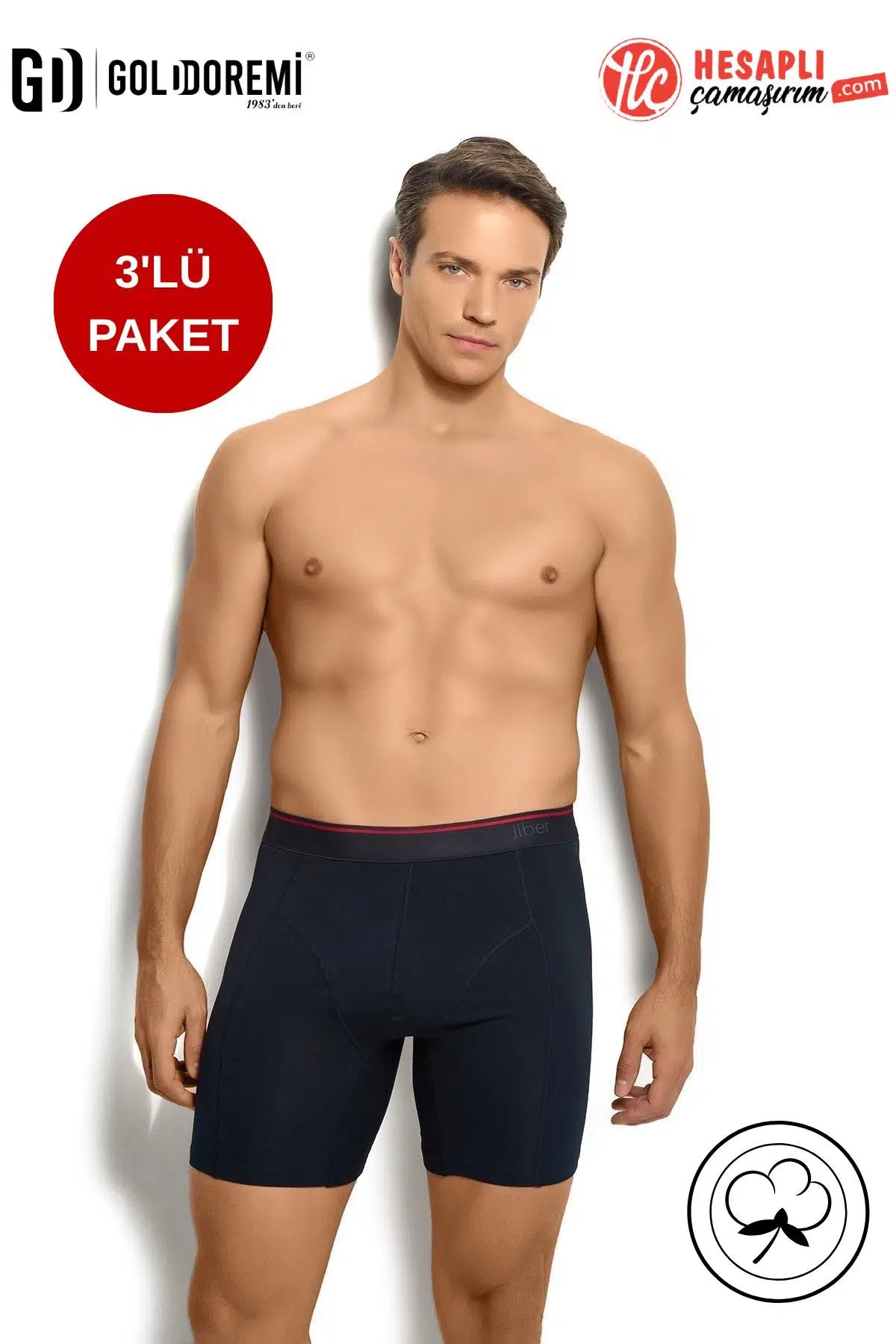 Jiber Erkek Premium 3'lü Katlama Yapmaz Pamuklu Likralı Esnek Çok Rahat Uzun Boxer