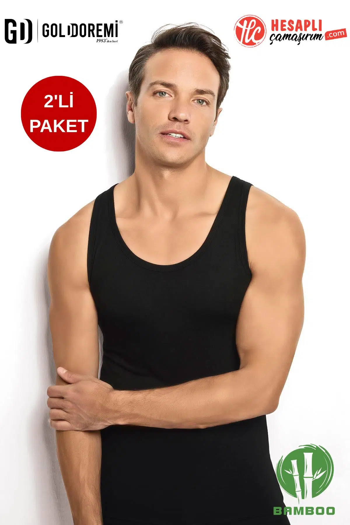 Jiber Erkek Premium 2'li Kutulu Çok Rahat Hafif Terletmez Nefes Alabilen Bambu Kumaş Atlet - SİYAH
