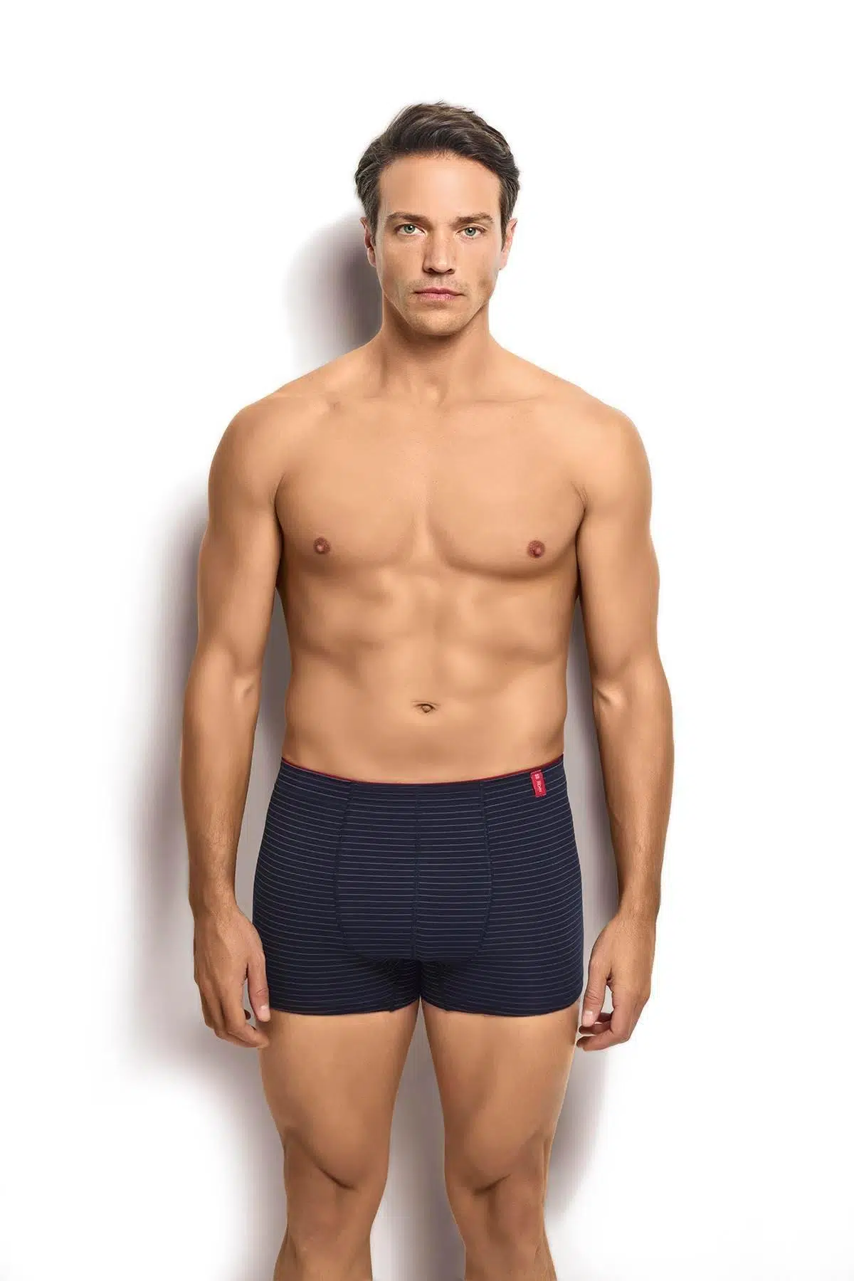 Jiber Erkek Havlu Kemer Pamuklu Çizgili Boxer - LACİVERT
