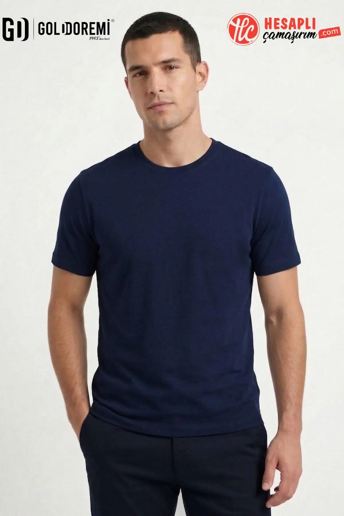 Jiber Erkek Premium Bambu Terletmeyen Hafif Kumaş T-Shirt - LACİVERT