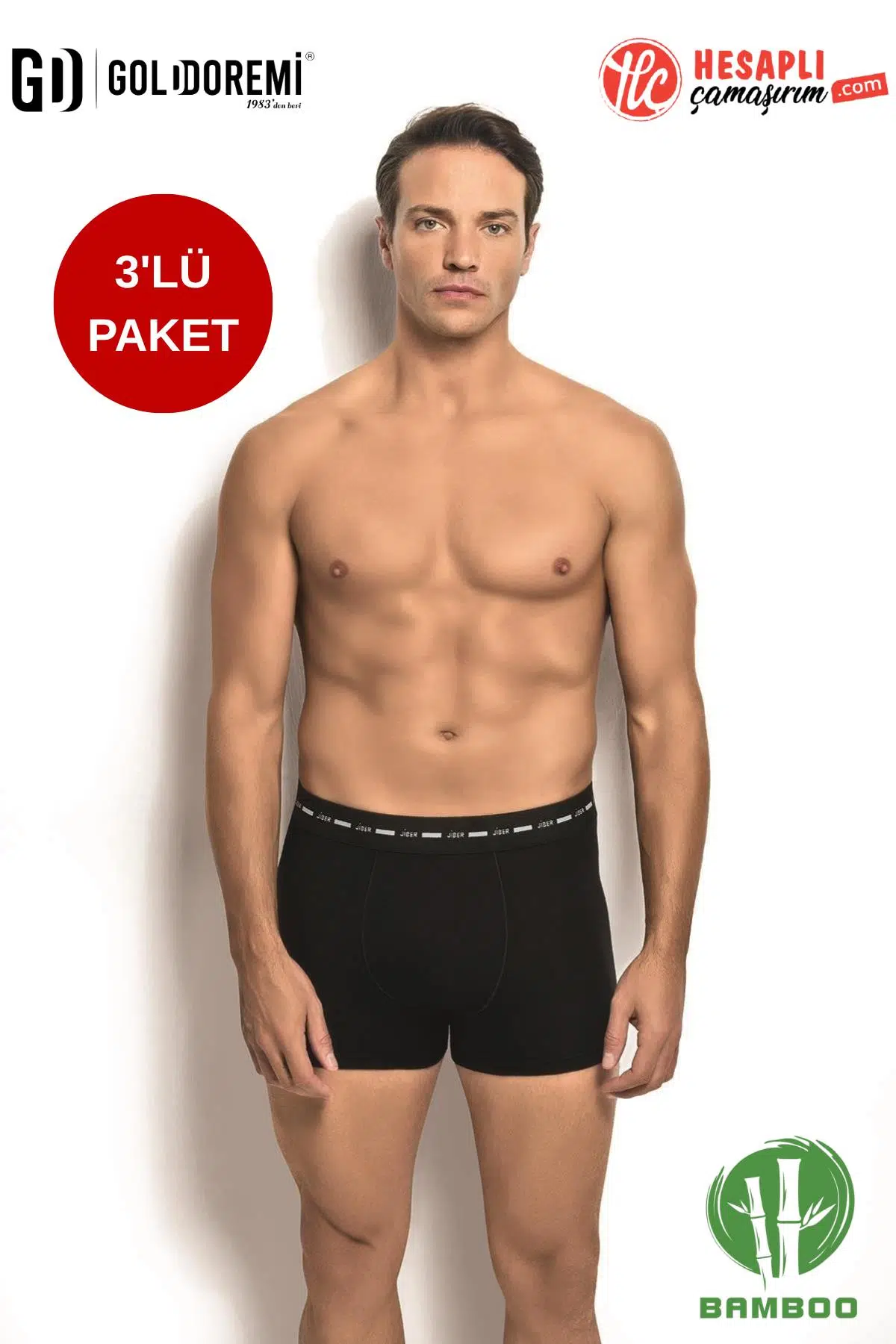 Jiber Erkek Premium Rahat Yumuşak Hafif Yok Gibi Esnek İz Yapmaz Terletmez Bambu Kutulu 3'lü Boxer