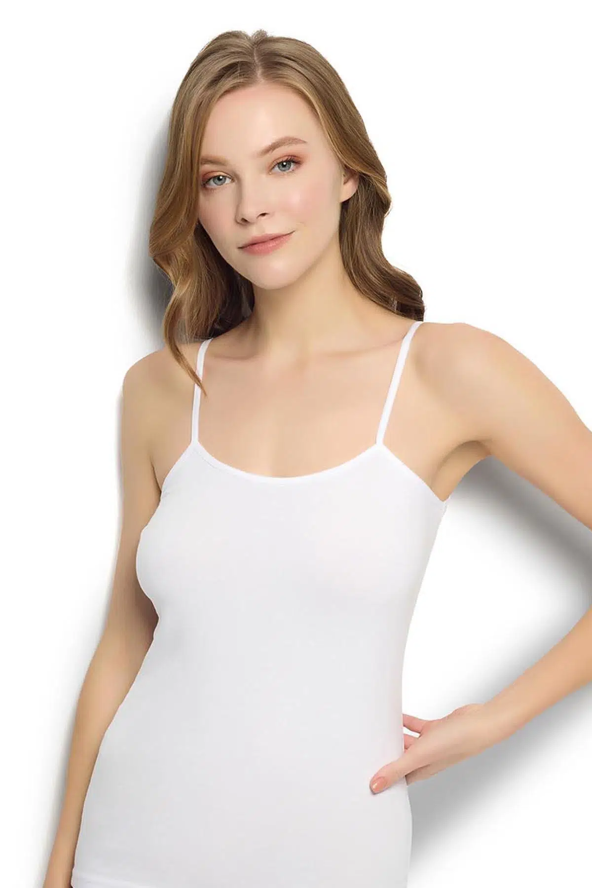 Jiber Kadın Modal Pamuklu Nefes Alan Kumaş İp Askılı Atlet 1 Adet - BEYAZ