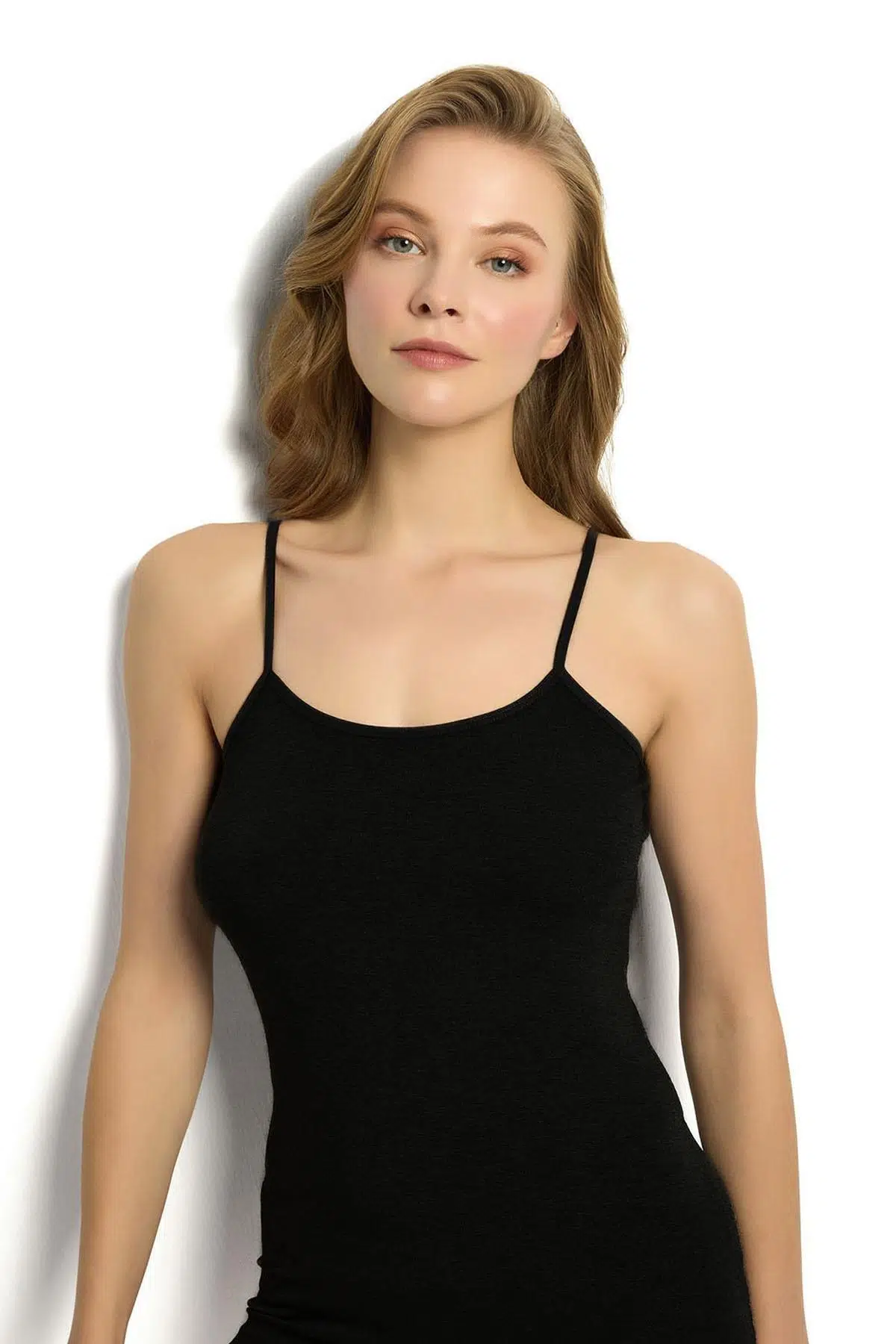 Jiber Kadın Nefes Alan Kumaş Bambu İp Askılı 1 Adet Atlet - SİYAH