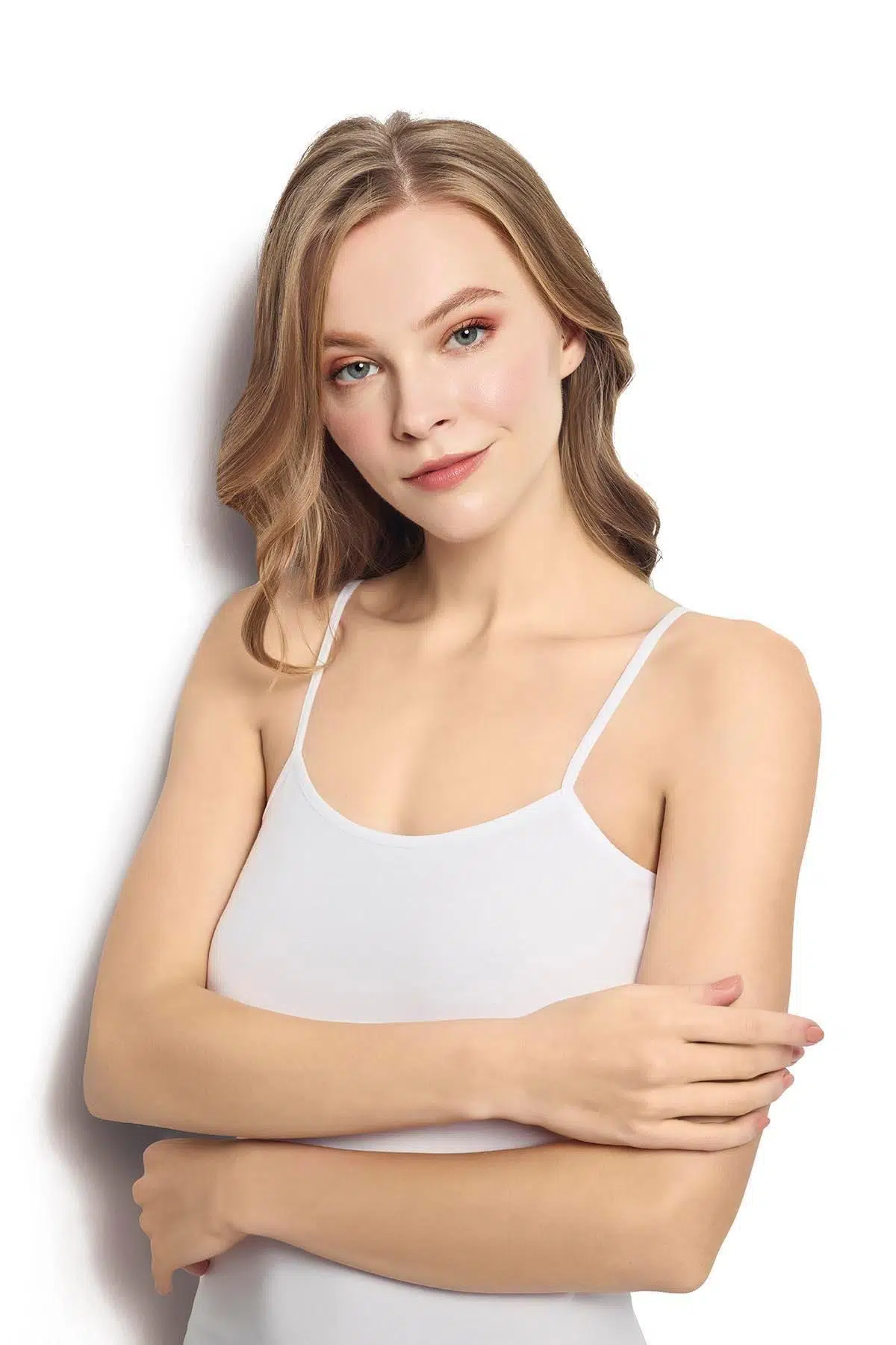 Jiber Kadın Nefes Alan Kumaş Bambu İp Askılı 1 Adet Atlet - BEYAZ