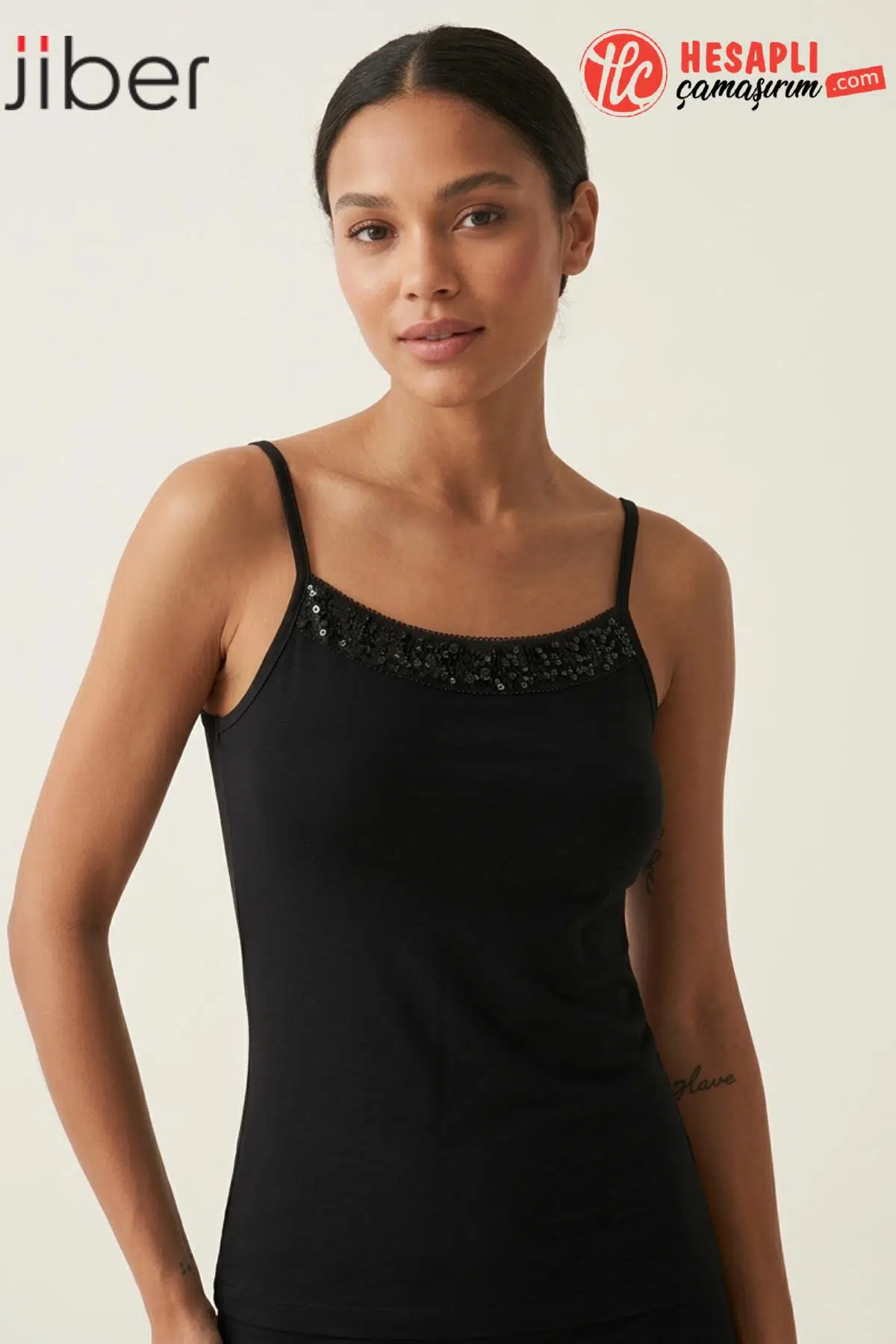 Jiber Premium Kadın Modal Pamuklu Esnek Pullu İp Askılı Tekli Atlet