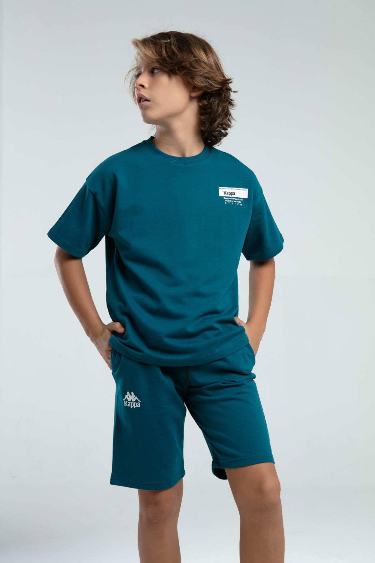 Kappa 36225 Erkek Çocuk Şortlu Pijama Bermuda Takım - PETROL