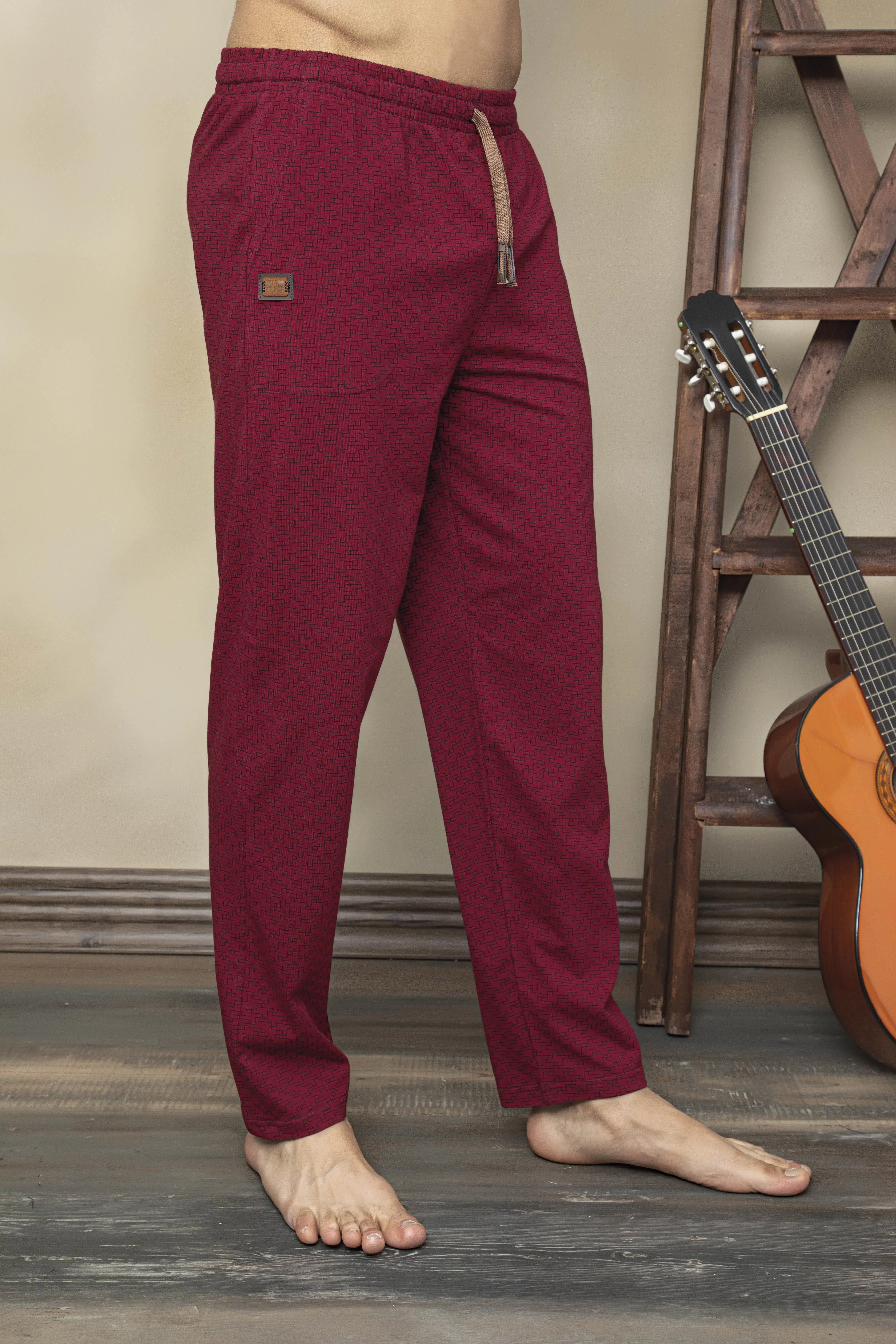 KLY 156 Erkek Baskılı Tek Alt - BORDO