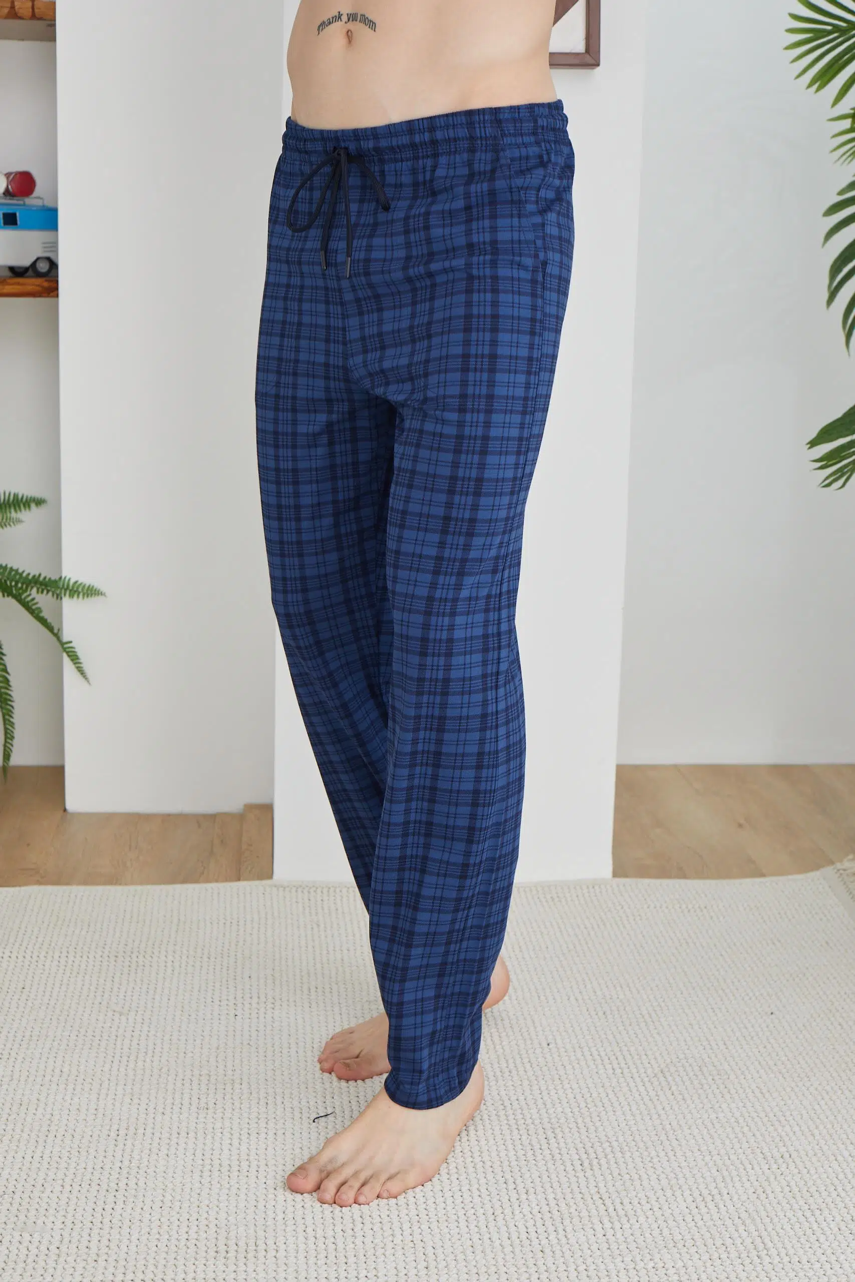 Kly 194 Erkek Ekose Tek Pijama Pantolon