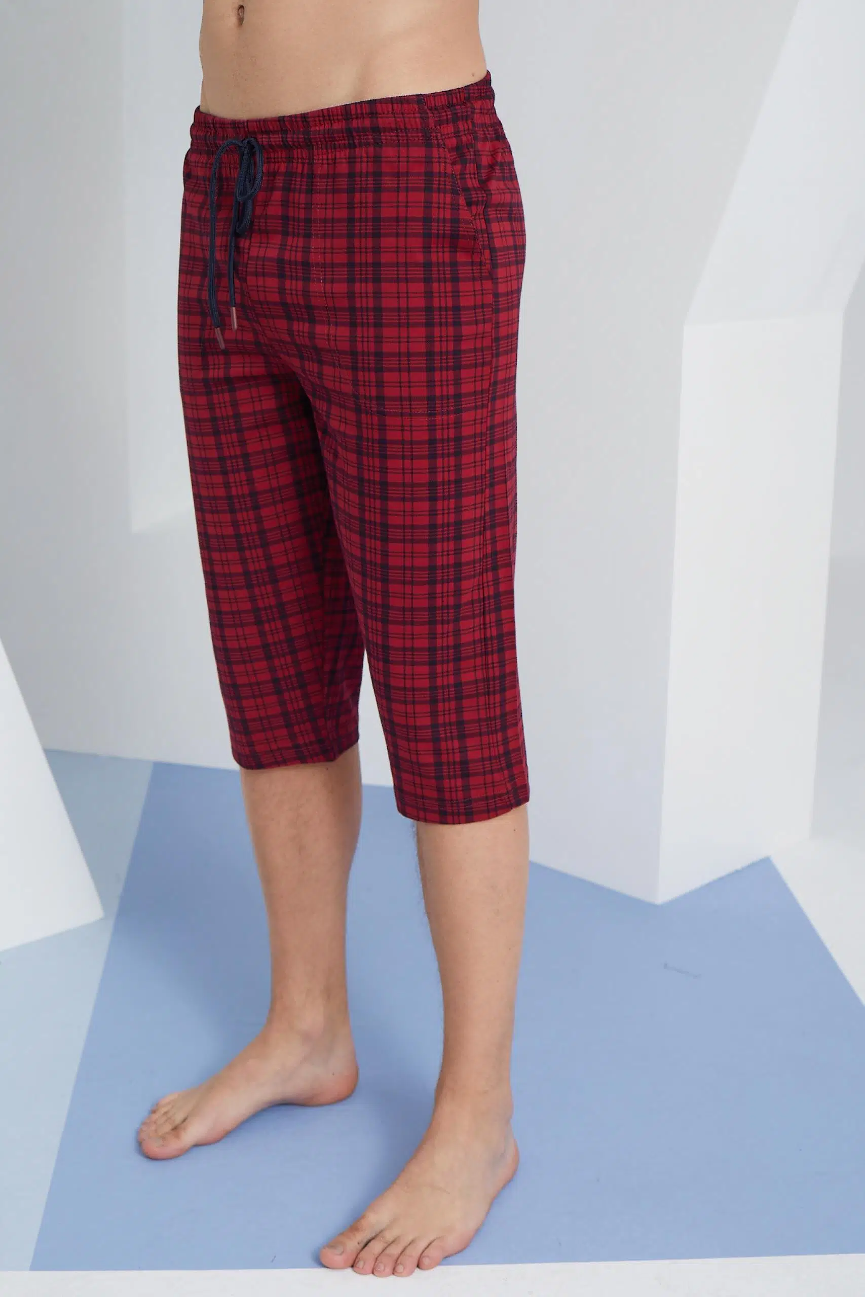 Kly 195 Erkek Ekose Yazlık Kapri - İNDİGO