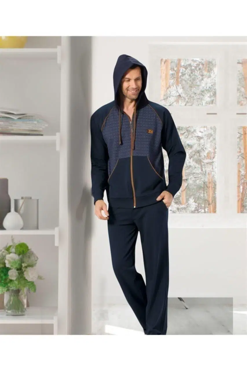 Kly 2062 Kapüşonlu Erkek Eşofman Takımı - İNDİGO