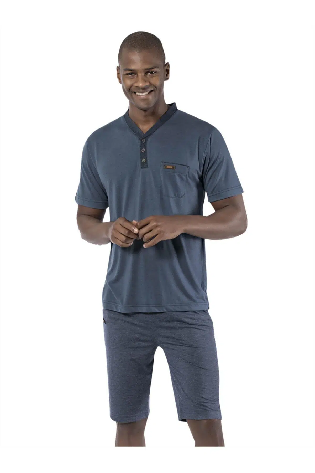 KLY 2109 Erkek Şortlu Pijama Takım - İNDİGO
