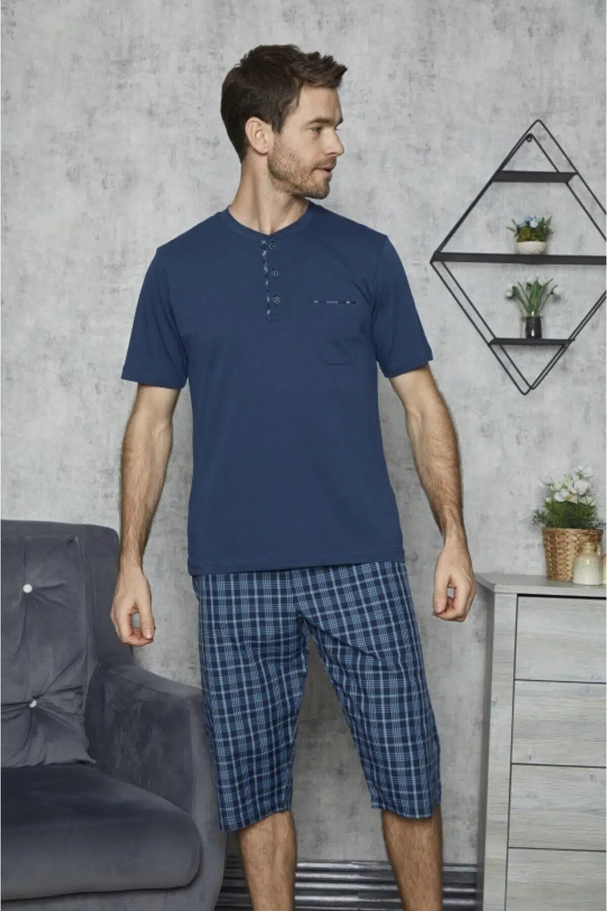 Kly 7521 Erkek Kapri Pijama Takım - HAKİ