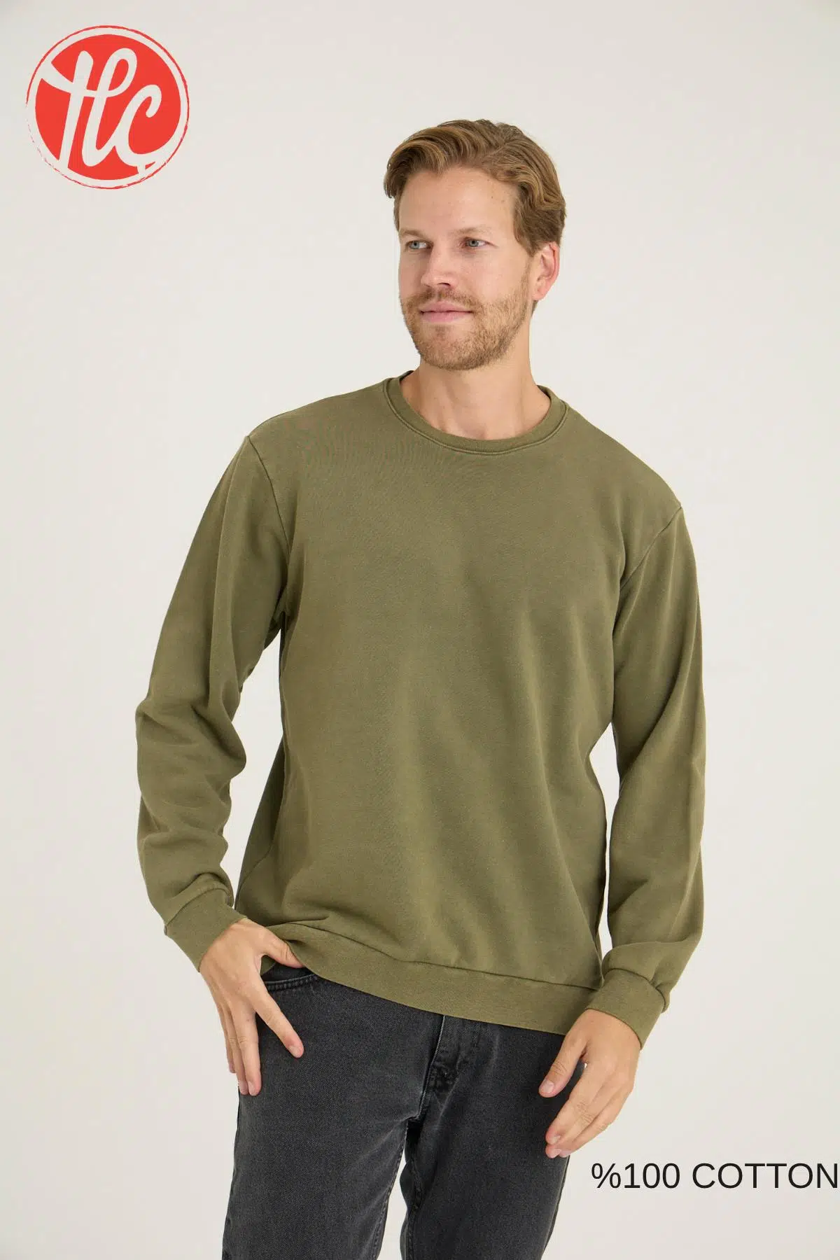 Kly Unisex Relax Fit Rahat Kesim %100 Pamuklu Yumuşak Dokulu Şardonsuz Bisiklet Yaka Sweatshirt