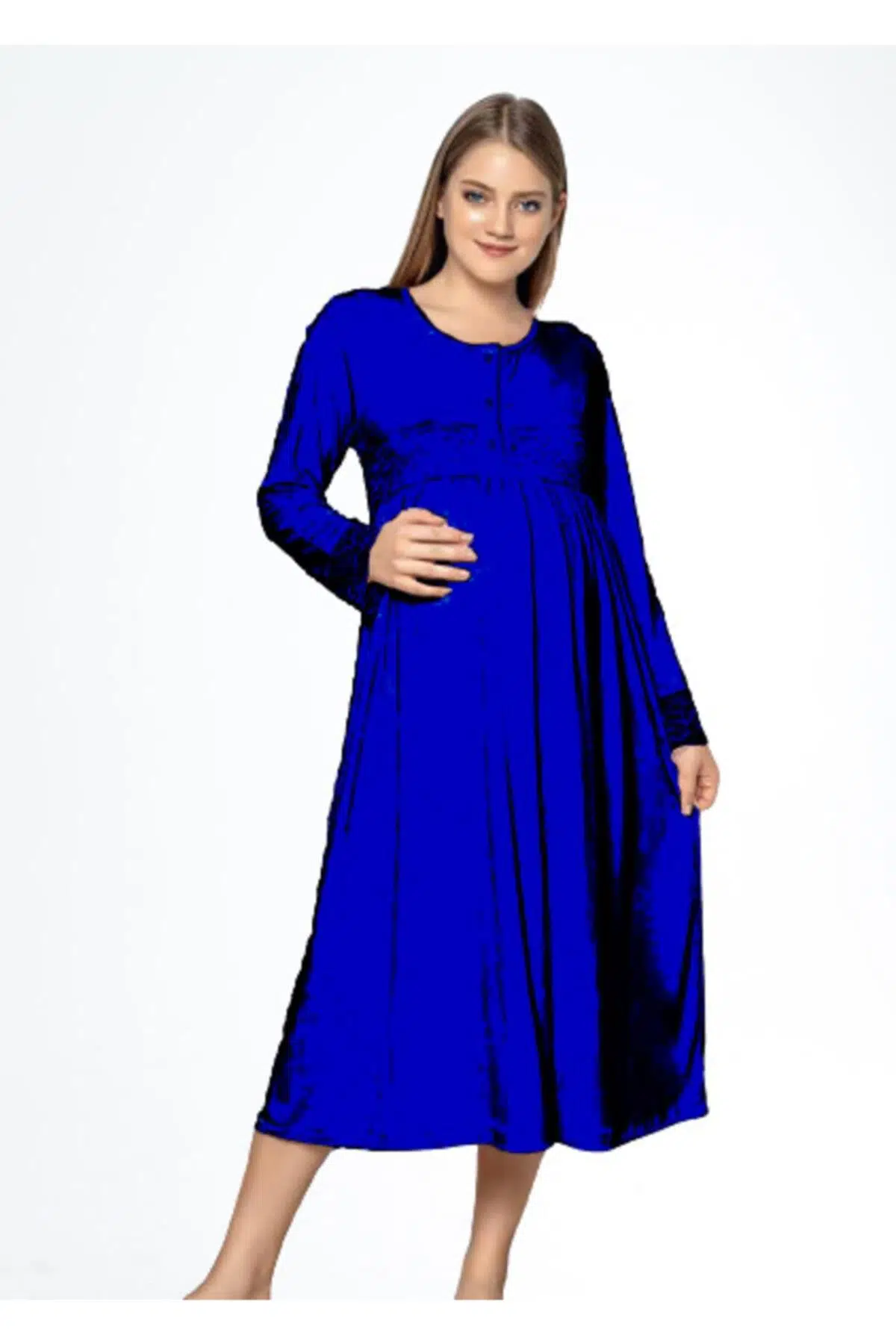 Limissi 1207 Kadın Uzun Tek Sabahlık - LACİVERT