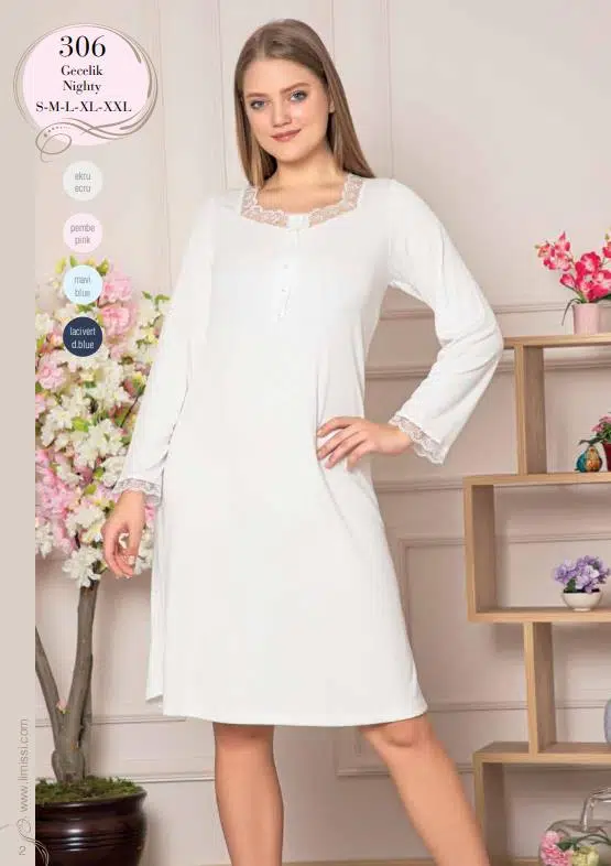 Limissi 306 Kadın Penye Gecelik - MAVİ