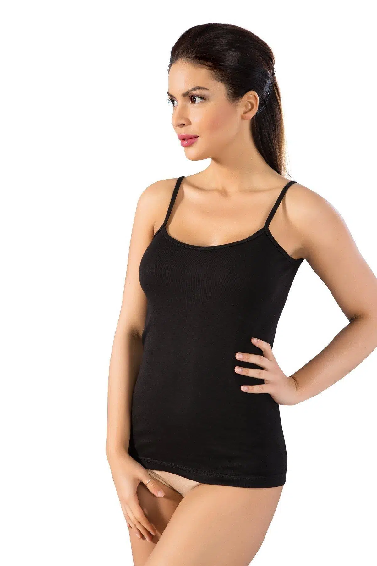 Lüx Drm 050 Kadın Ribana ip Askılı Atlet - SİYAH