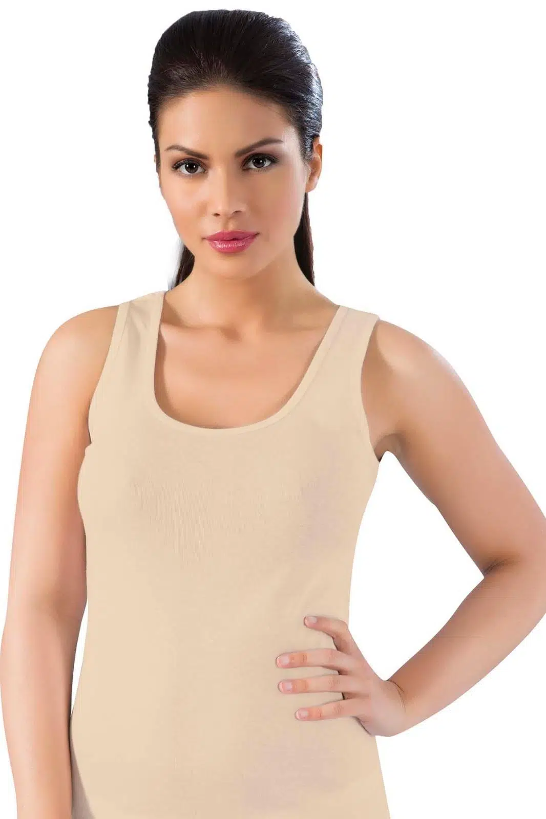 Lüx Drm 051 Kadın Pamuklu Ribana Kalın Askılı Atlet - TEN