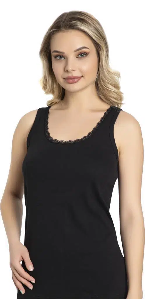 Lüx Drm 052 Kadın Geniş Askılı İnce Dantelli Atlet - SİYAH