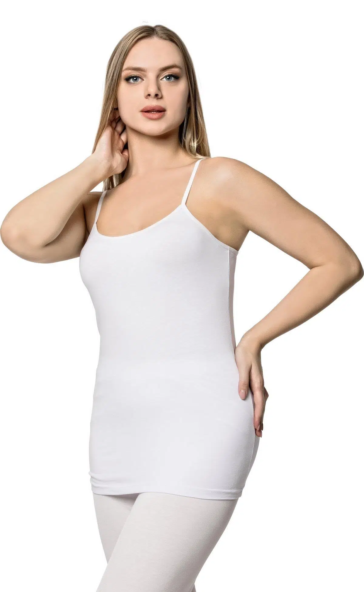 LÜX DRM 053 Ayar Askılı Pamuklu Likralı Atlet - BEYAZ