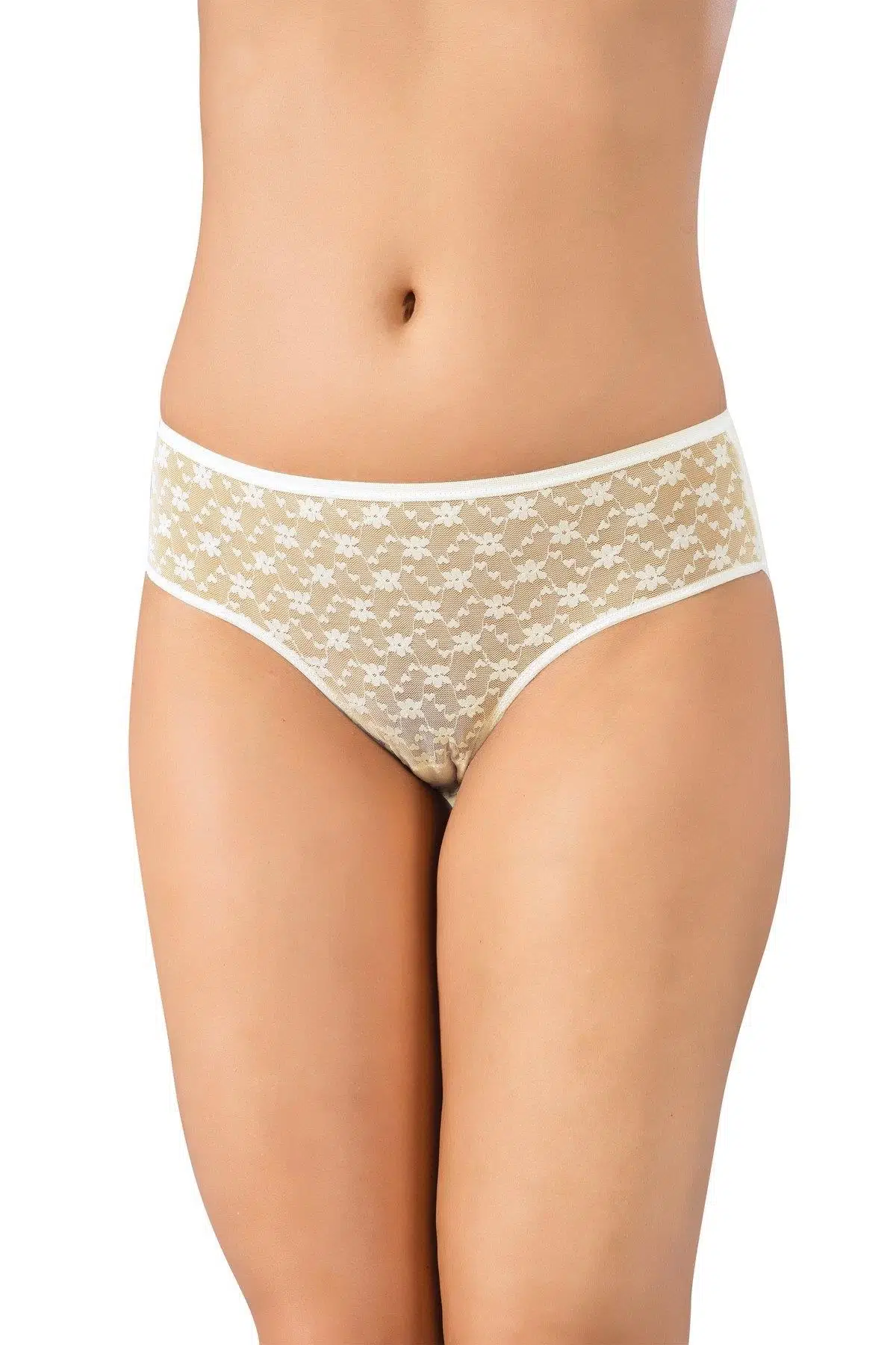 LÜX DRM 3110 Bamboo iz Yapmaz Dantelli Slip - EKRU