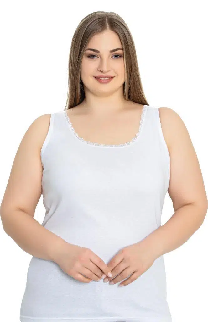 Lüx Drm 533 Kadın Battal Beden Geniş Askılı Atlet - BEYAZ