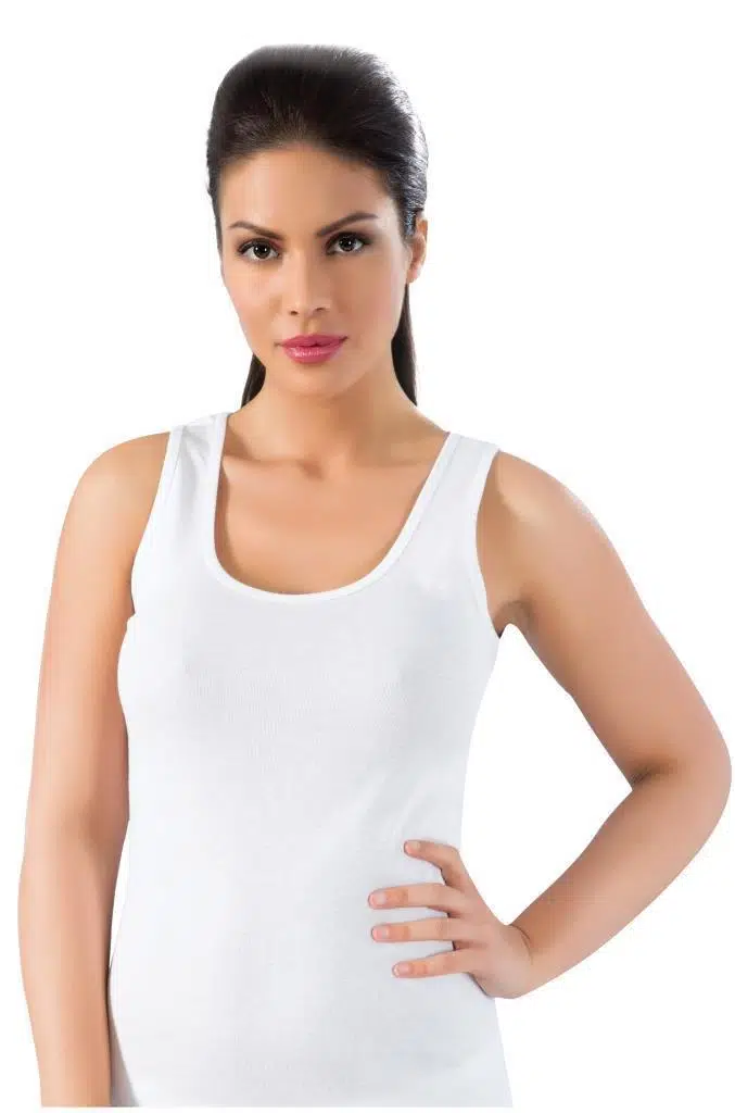 Lüx Drm 6502 Kadın Ribana Geniş Askılı Atlet - BEYAZ