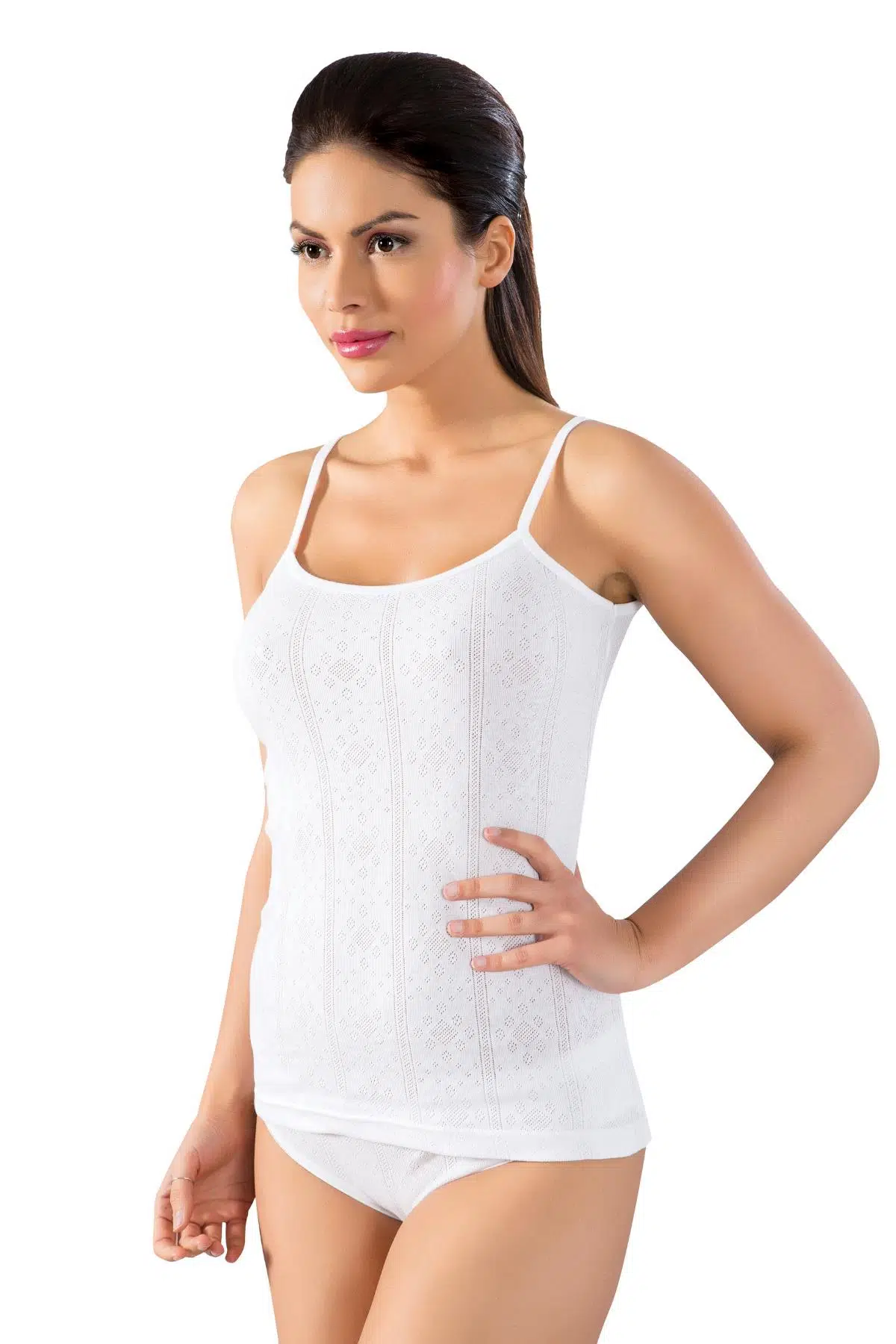 Lüx Drm Kadın %100 Pamuklu Lilyum İnce İp Askılı Atlet - BEYAZ