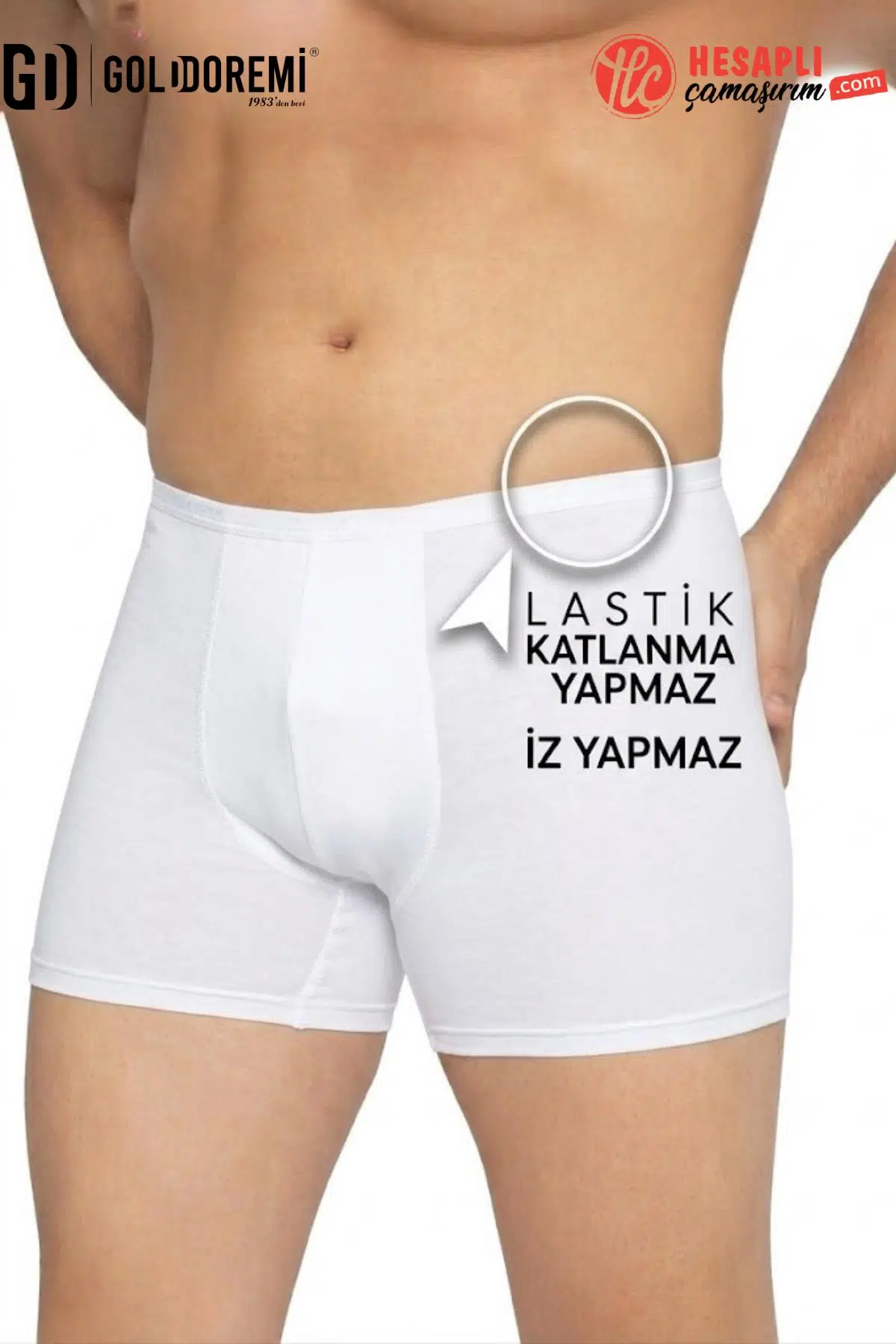 Gd Goldoremi Premium Erkek İz Yapmaz Rahat Lastik Bambu Rahat Kutulu Tekli Boxer (Göbeği Olanların Vazgeçilmez) - BEYAZ