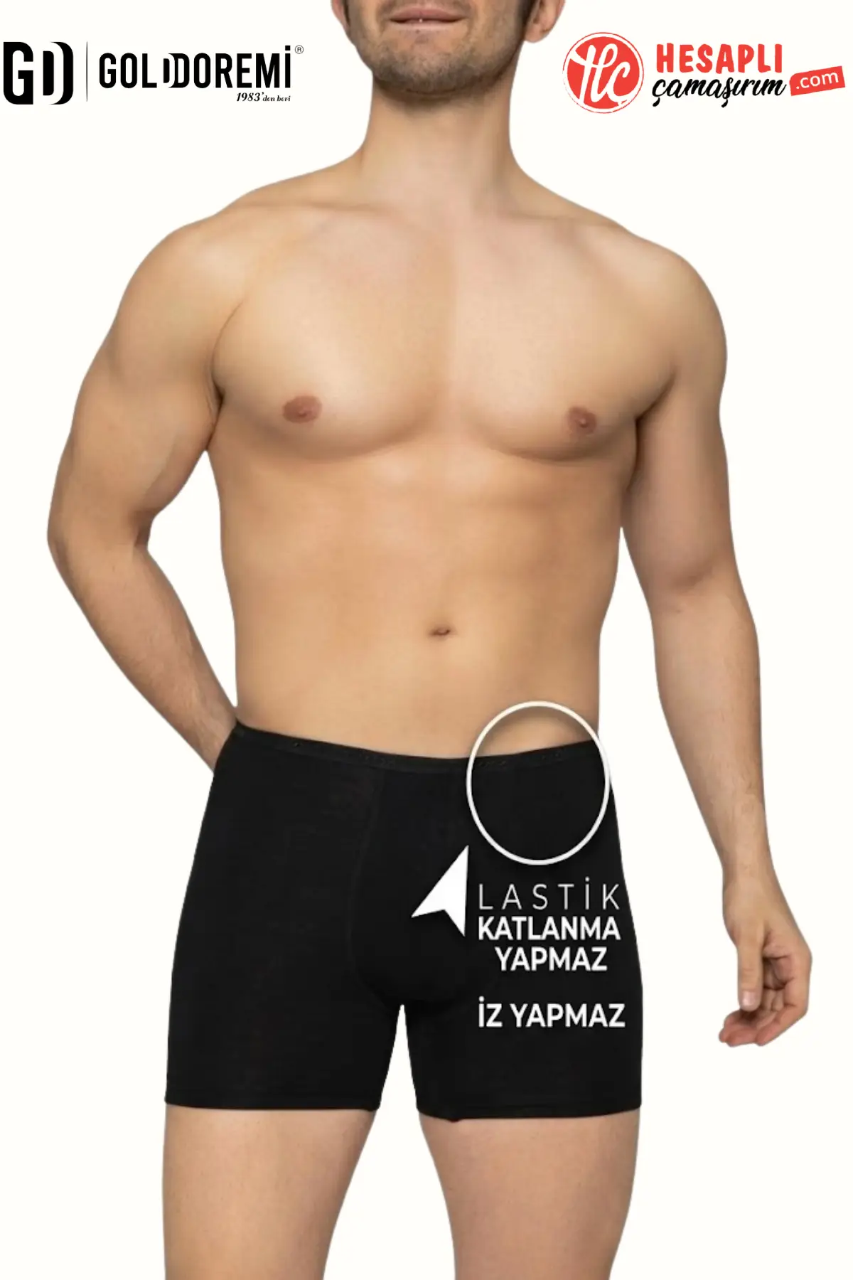 Gd Goldoremi Premium Erkek İz Yapmaz Rahat Lastik Bambu Rahat Kutulu Tekli Boxer - SİYAH