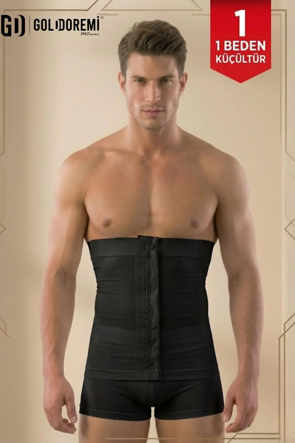 Gd Goldoremi 1004 Premium Unisex Agraflı Zayıflama Bel Korsesi Göbek Bel İnceltici Dikişsiz Korse - SİYAH