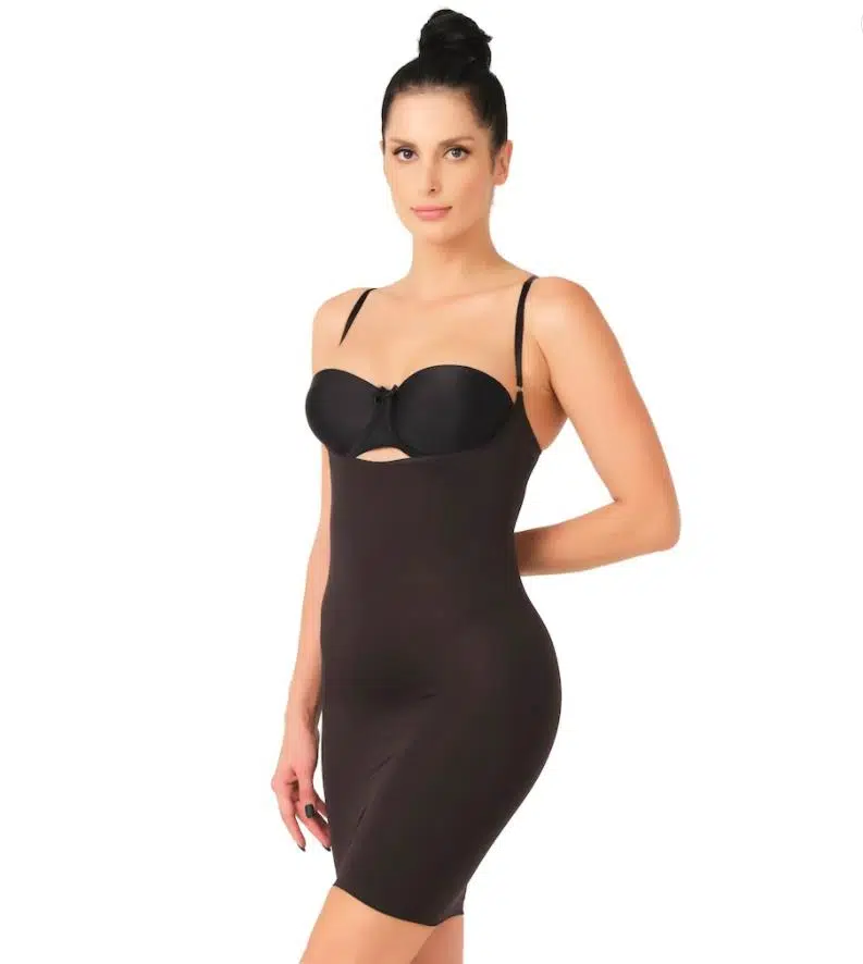 M,I 5060 Kadın Göğsü Açık Elbise Korse Siyah - TEN