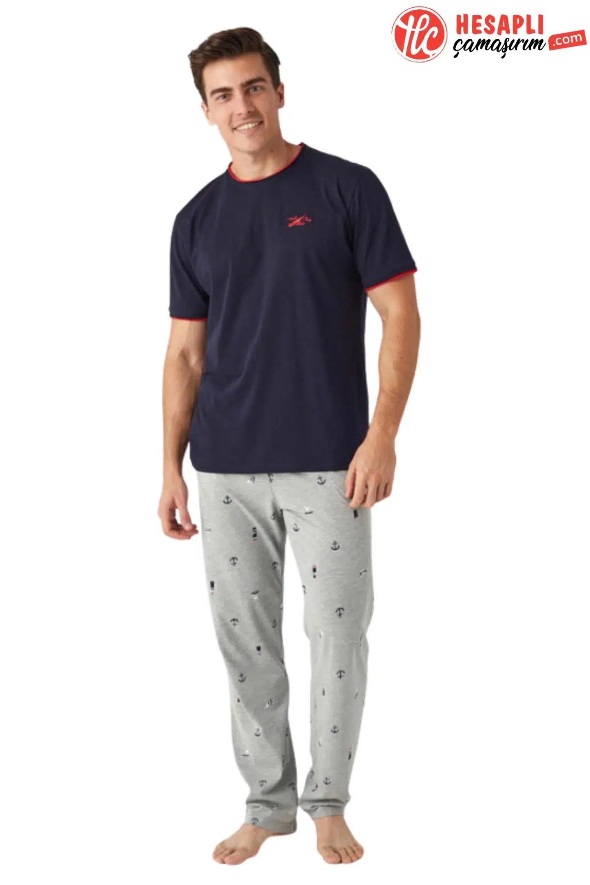 Mod Collection 3410 Erkek Bisiklet Yaka Kısa Kollu Pijama Takım