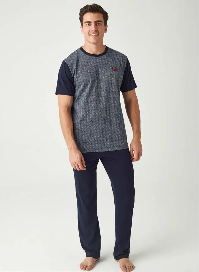 Mod Collection 3424 Erkek Kısa Kol Pijama Takım - LACİVERT