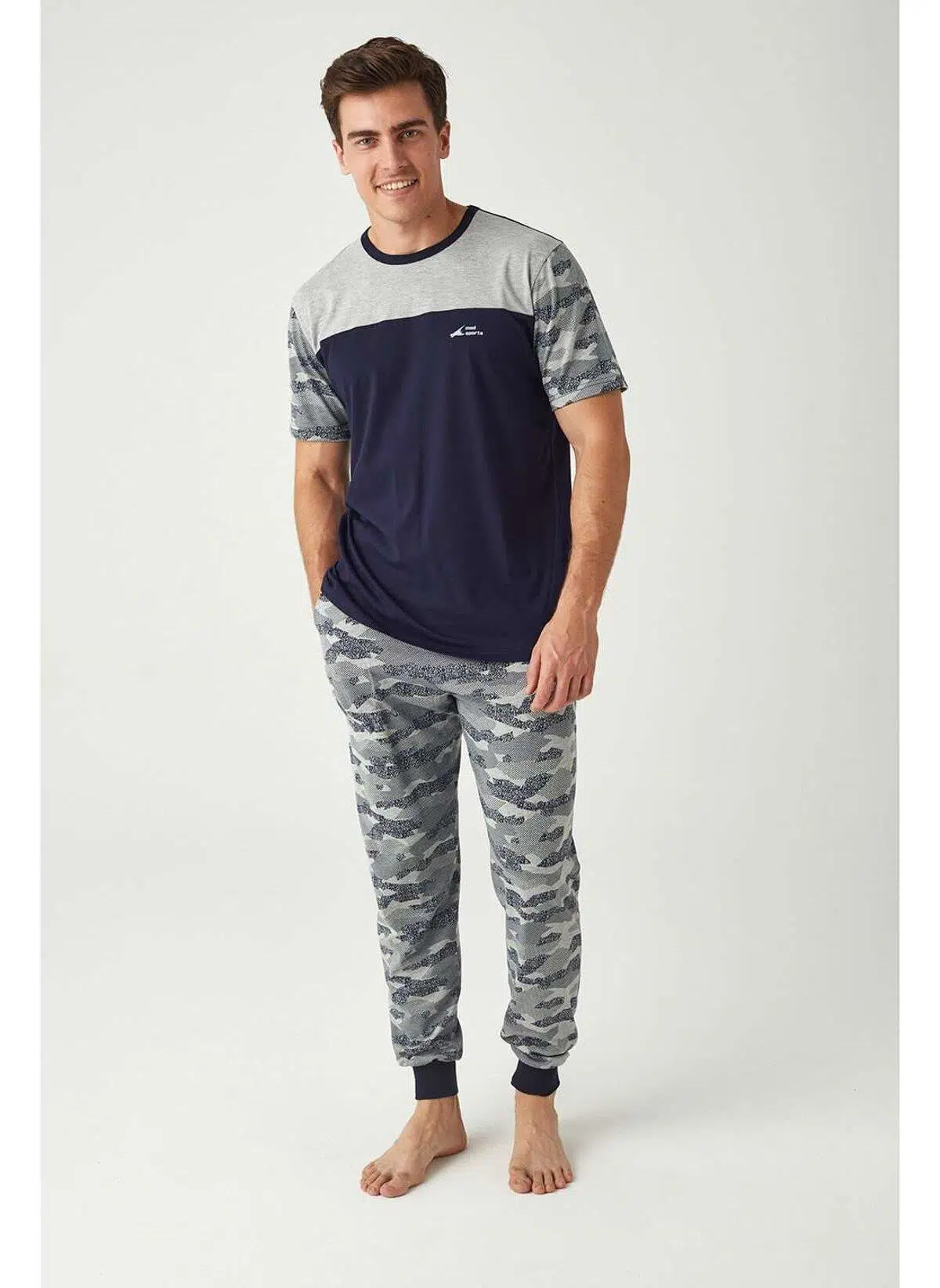 Mod Collection 3428 Kamuflaj Baskılı Erkek Pijama Takım - LACİVERT