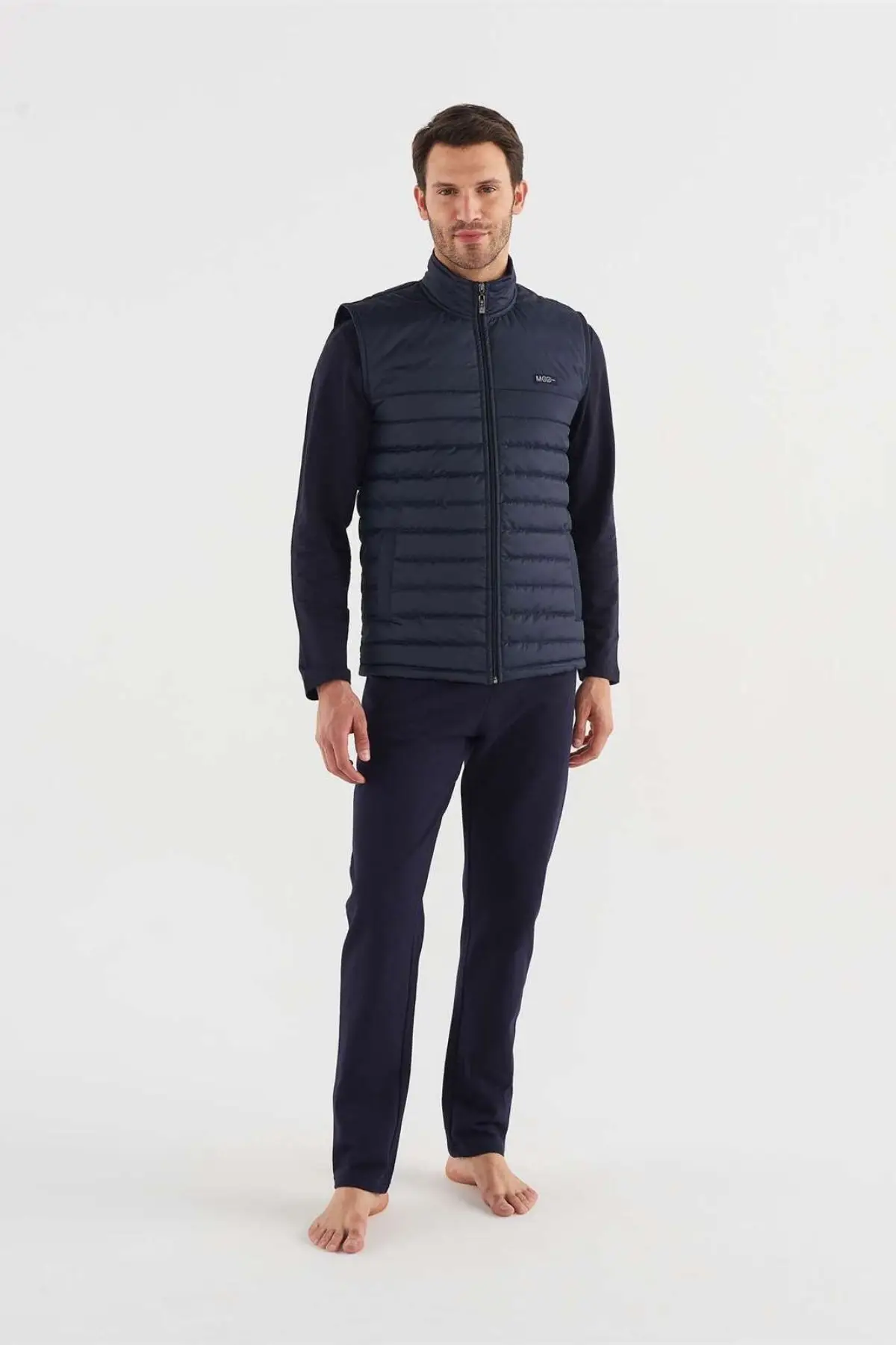 Mod Collection 3763 Erkek Uzun Kollu %100 Pamuklu Yelekli 2 İplik Eşofman Takım - LACİVERT