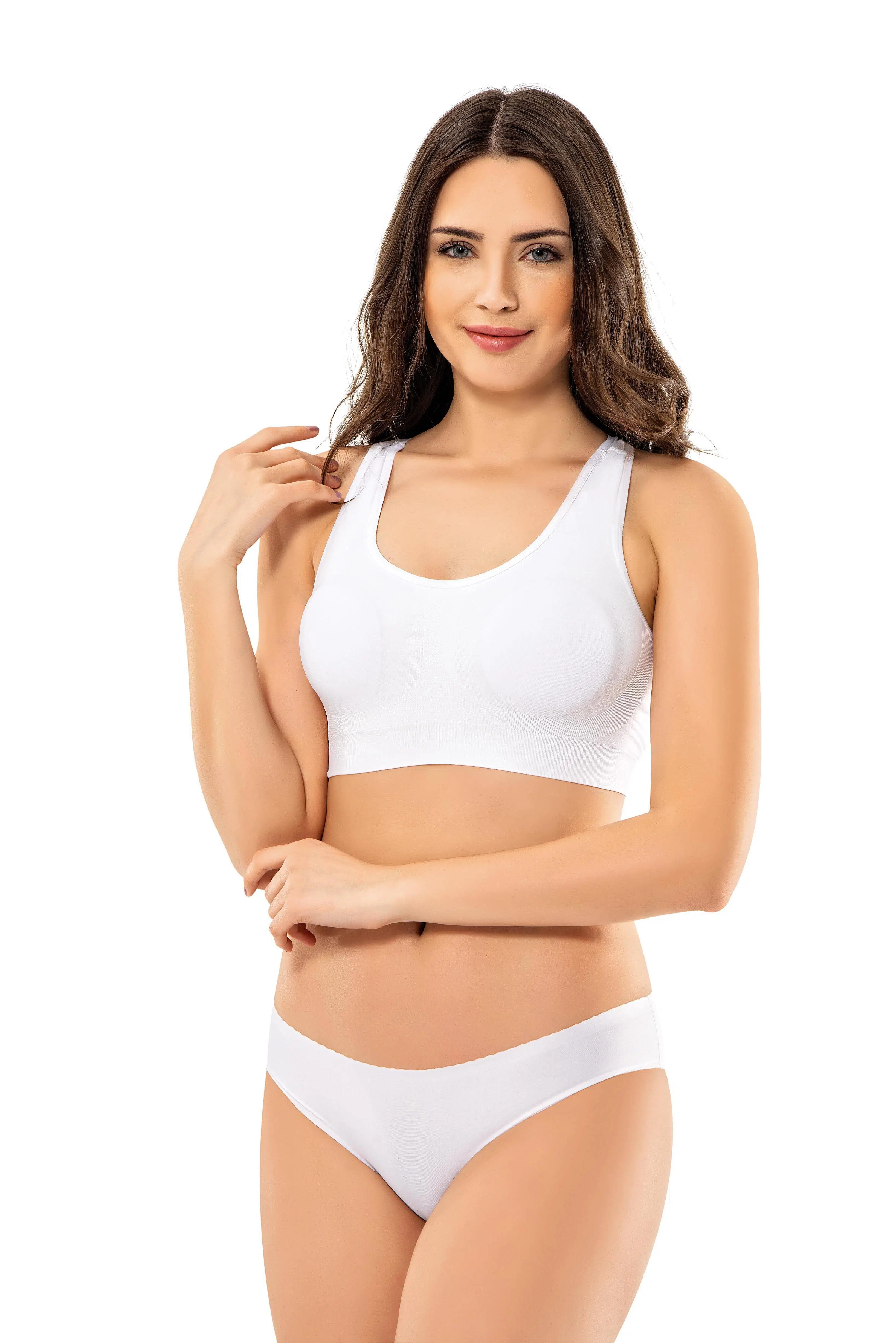 Modinn 1215 Kadın Pedli Kalın Askılı Büstiyer - BEYAZ