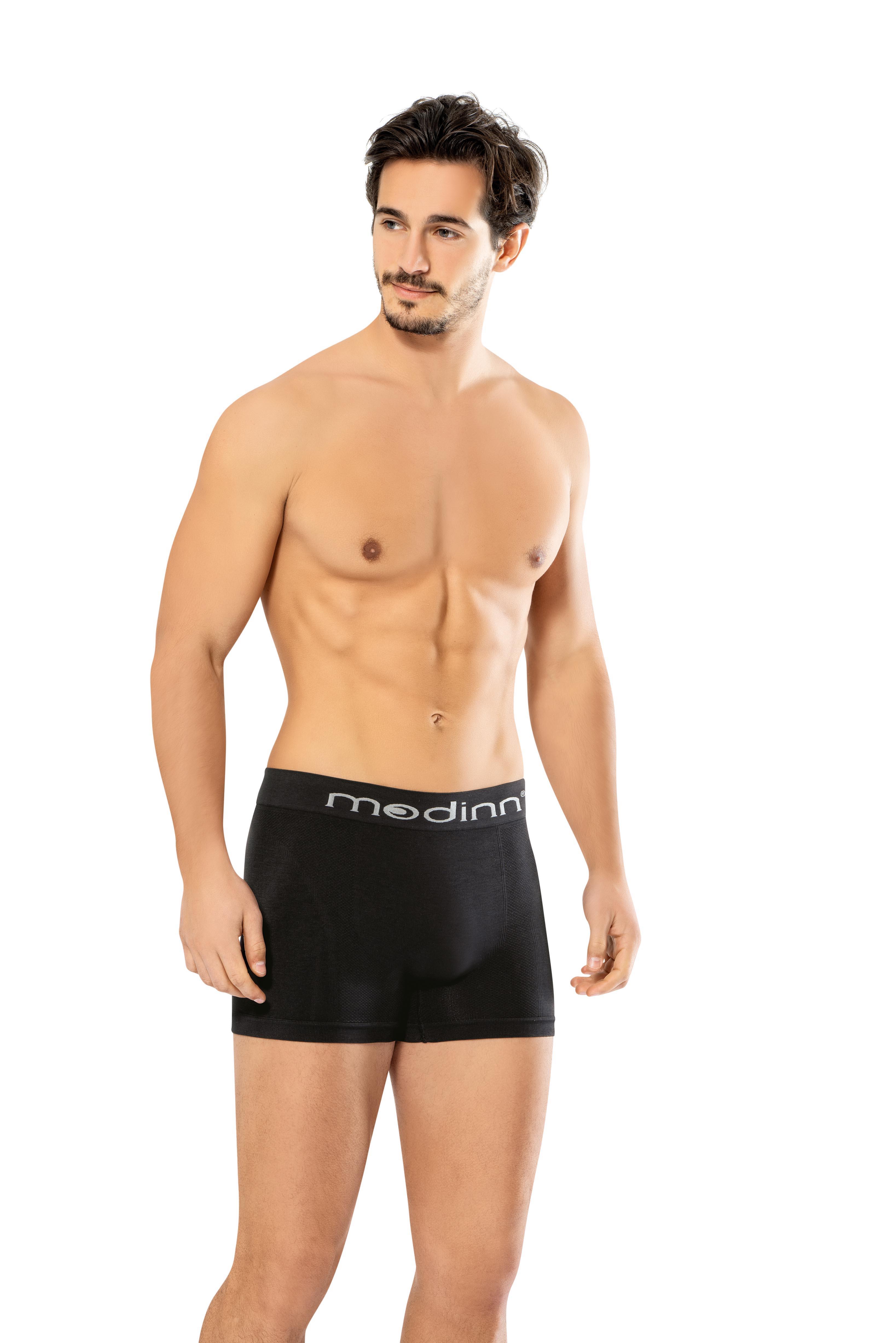Modinn Erkek Dikişsiz Mikrofiber Nefes Alan Kumaş 1 Adet Boxer - SİYAH