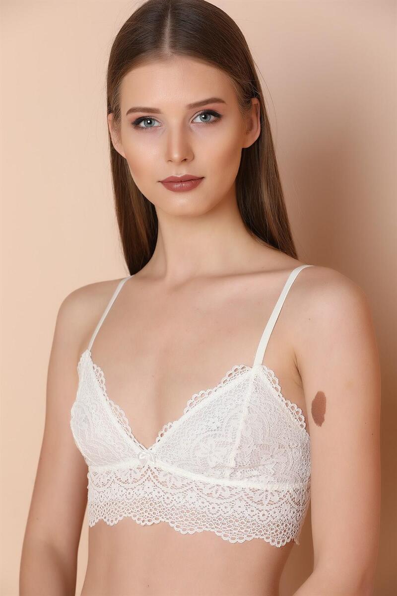 Nbb 4601 Kadın Dantel Büstiyer Bralet Sütyen - EKRU